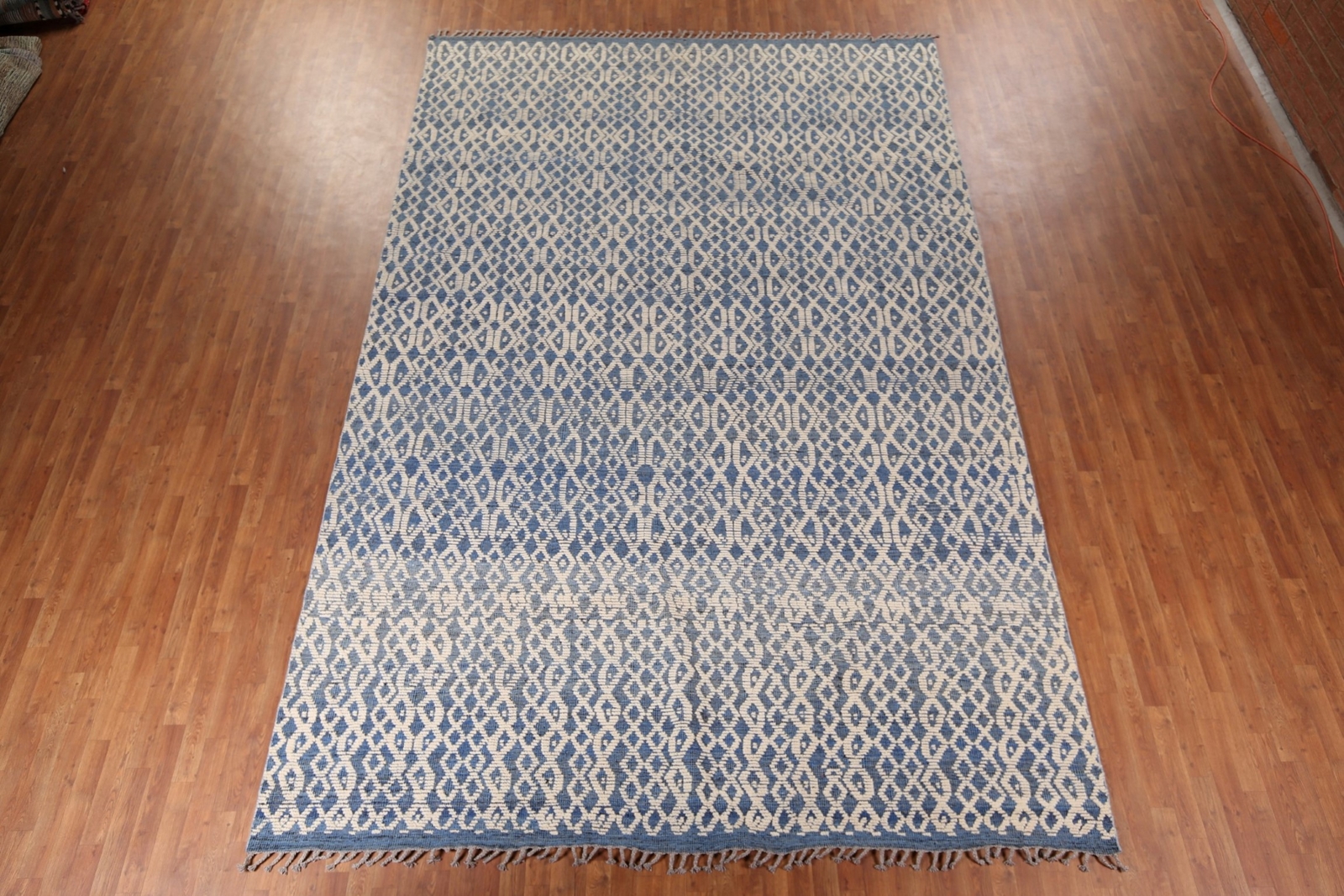 Luxury Hand-Knotted Contemporary Moroccan Wool Area Rugs Blue Large 10×15 ft