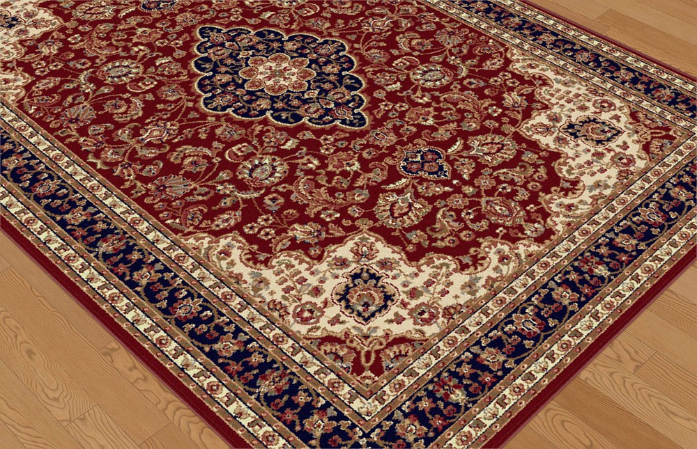 9×12 Sensation Red Medallion Leaves Vines 4780 Area Rug – Approx 8′ 9″ x 12′ 3″