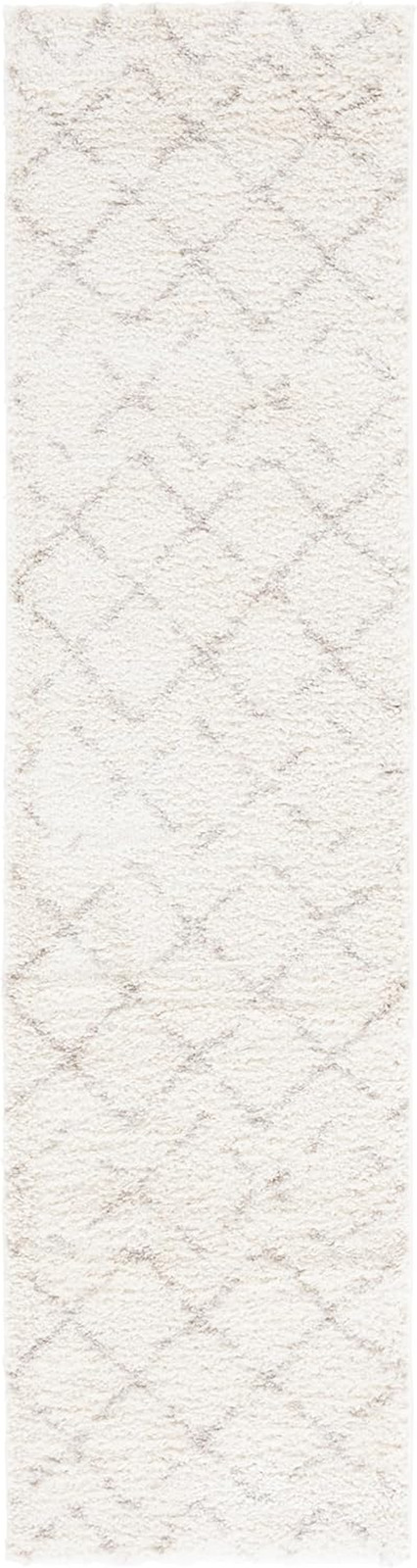 Arizona Shag Runner Rug 2’3″ x 14′ – Ivory & Beige Moroccan Boho Design