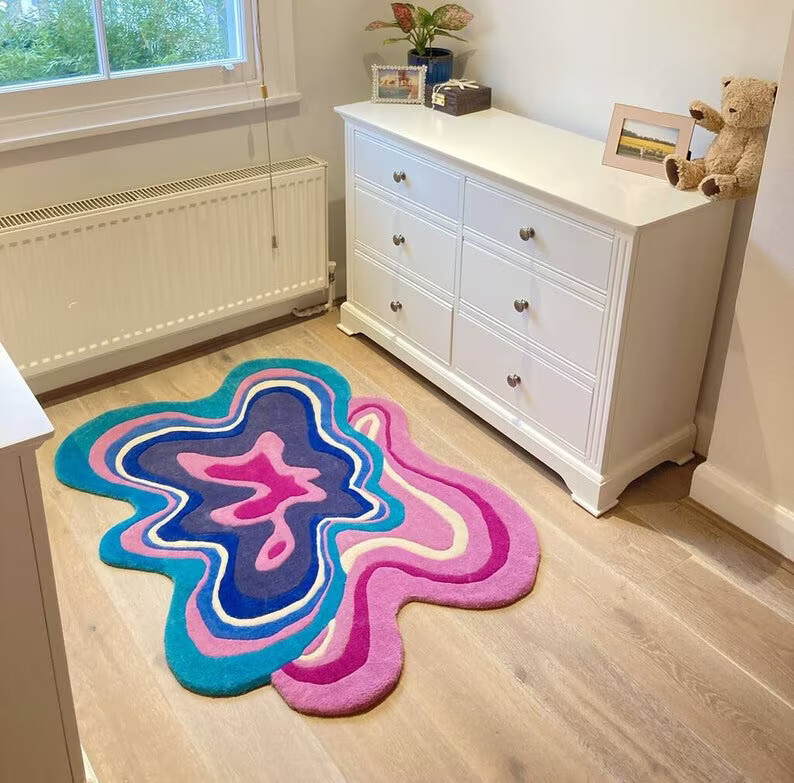 Irregular Handmade Tufted Rug For Living Room Bedroom House Warming Decor