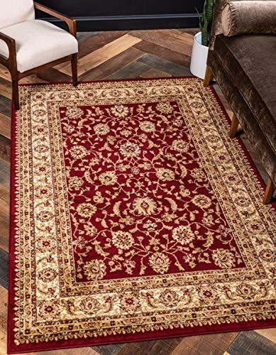 Traditional Oriental Area Rug 5′ x 8′ Rectangular, Intricate Design, Red/Gold