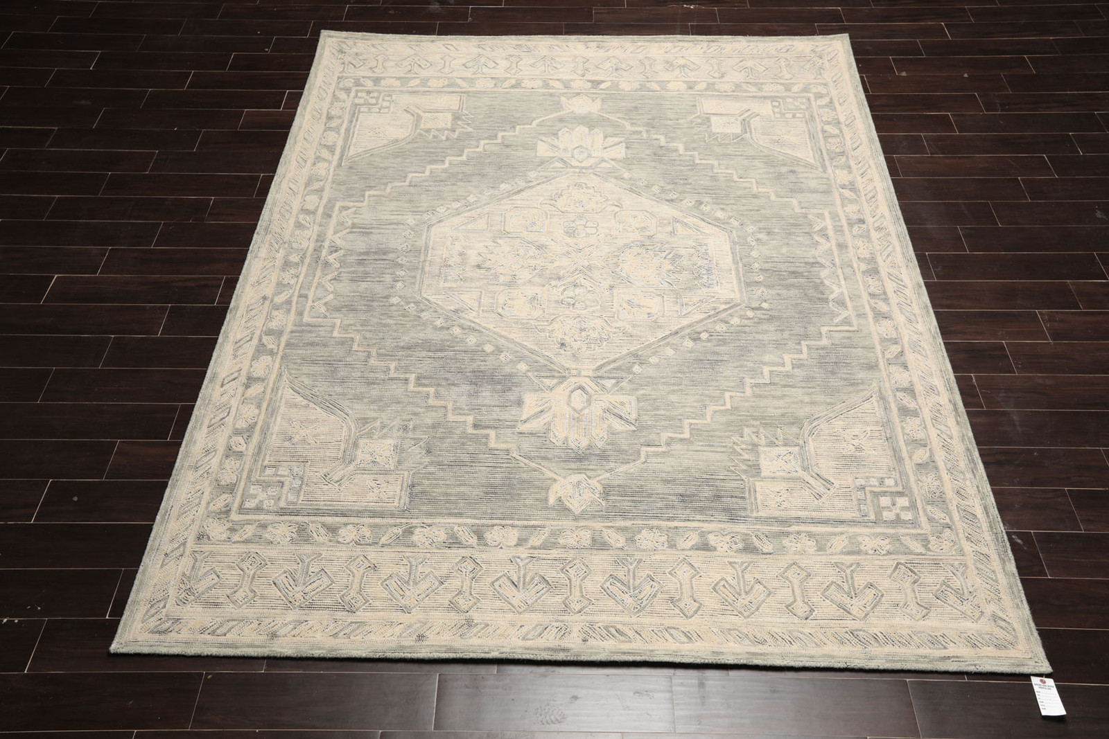 Multi Size Celadon Hand Tufted Traditional Medallion Wool Area Rug
