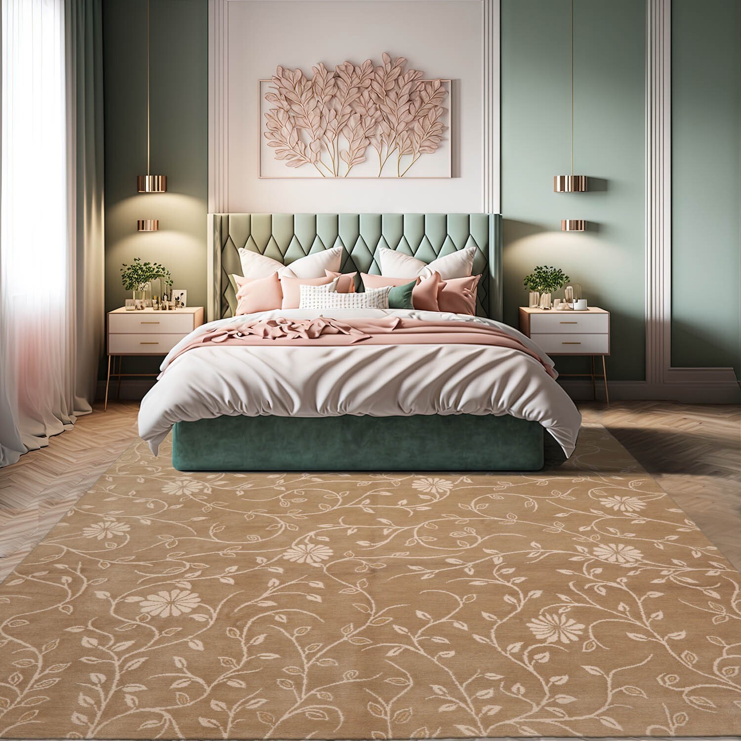 Lapchi Hand Knotted 100% Wool Transitional Tibetan Area Rug Beige 8’1″ x 10’2″