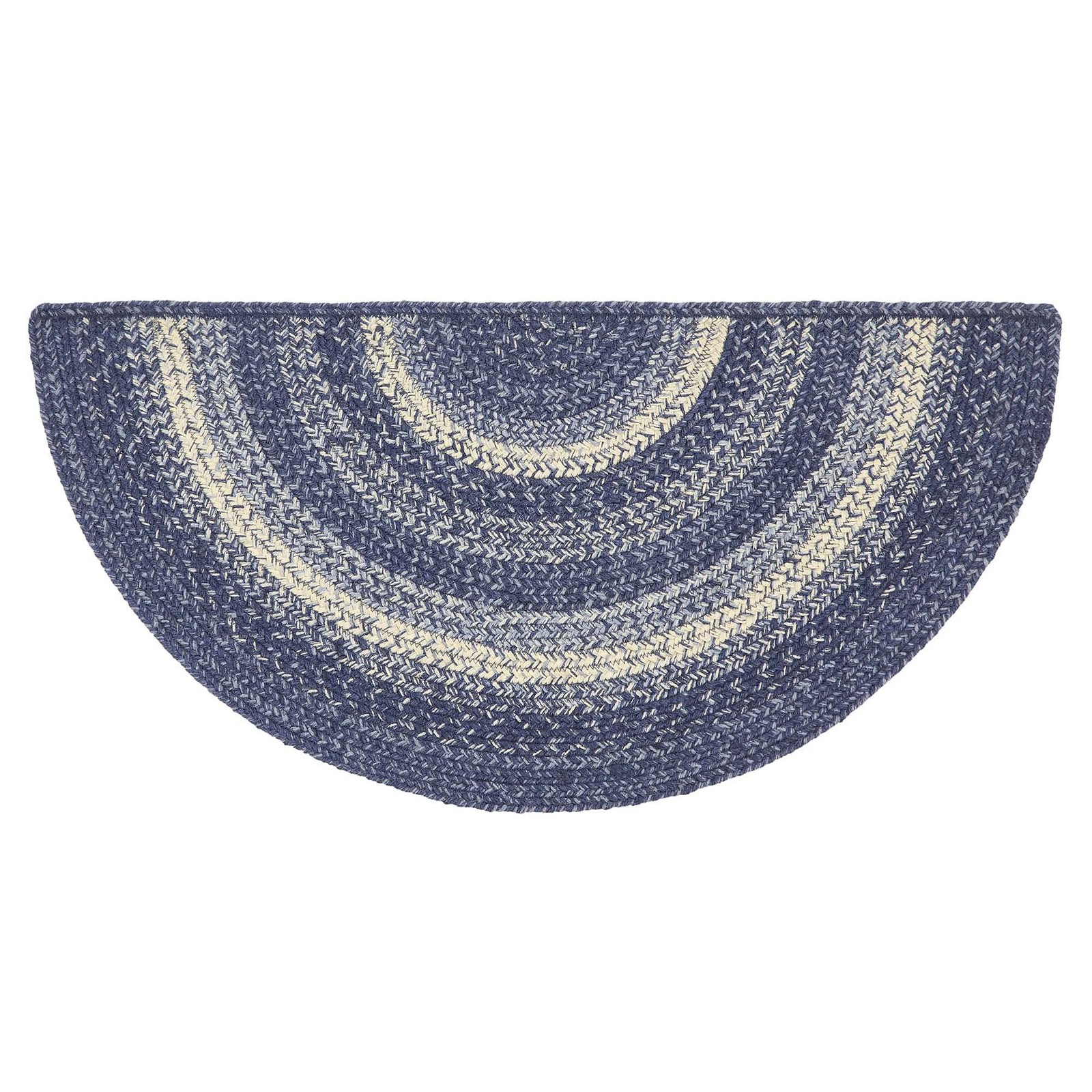 Vhc Brands Falls Blue Rug Jute Blend Half Circle Blue White 16.5X33 Inches