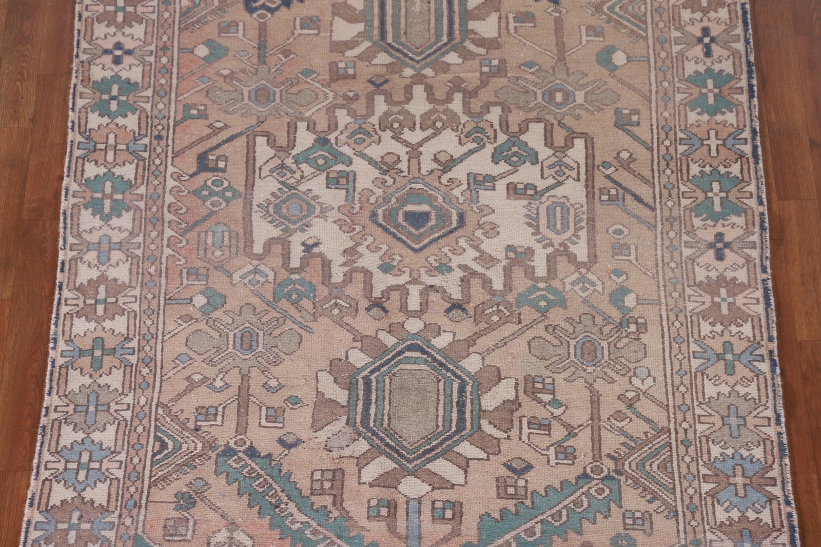 Vintage Geometric Bakhtiari Rug Hand-knotted Wool 5×10 ft. Tribal Carpet