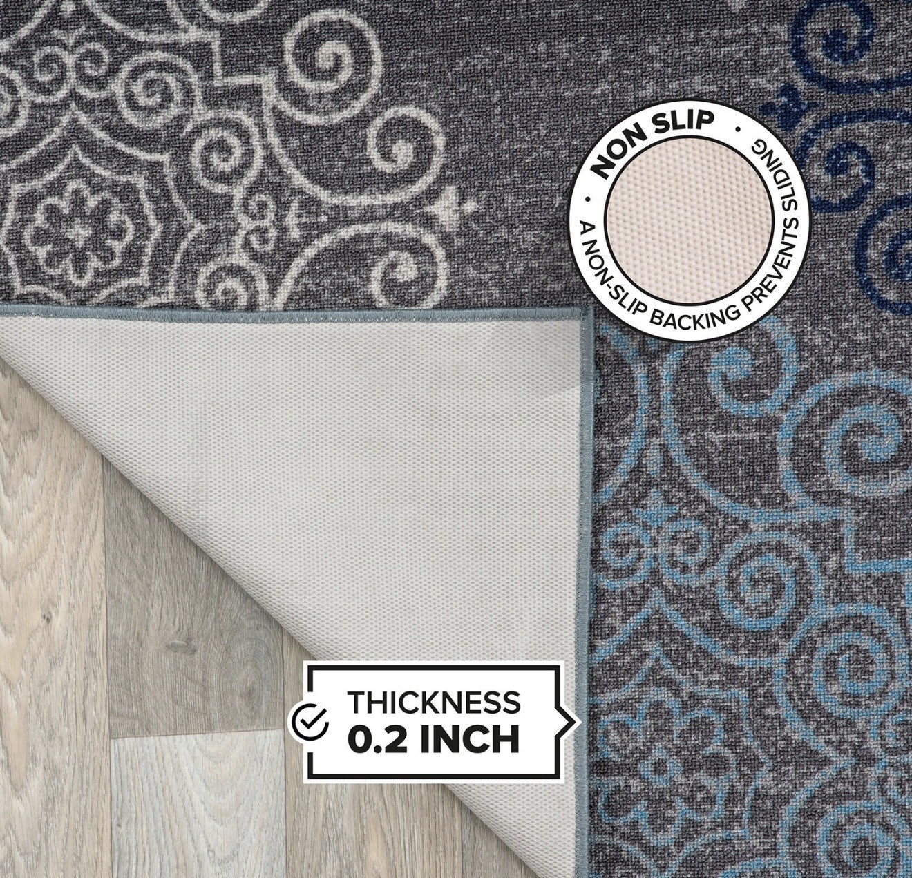 World Rug Gallery Runners Modern Floral Swirl Design Non-Slip Entryway Rug 2×7