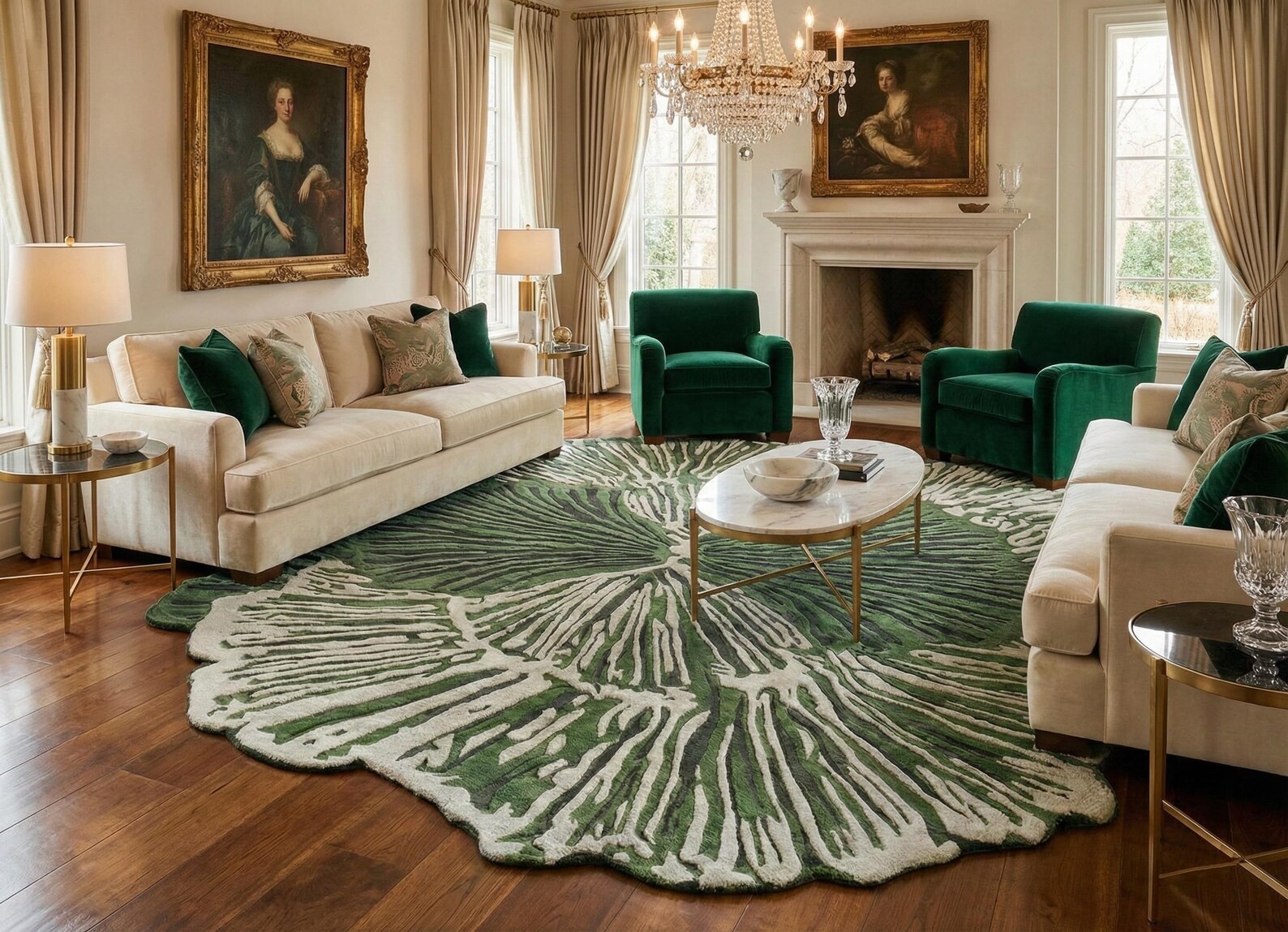 6×9 Handmade Hand Tufted Area Rug Organic Green Wool Rug for home decor 8×10