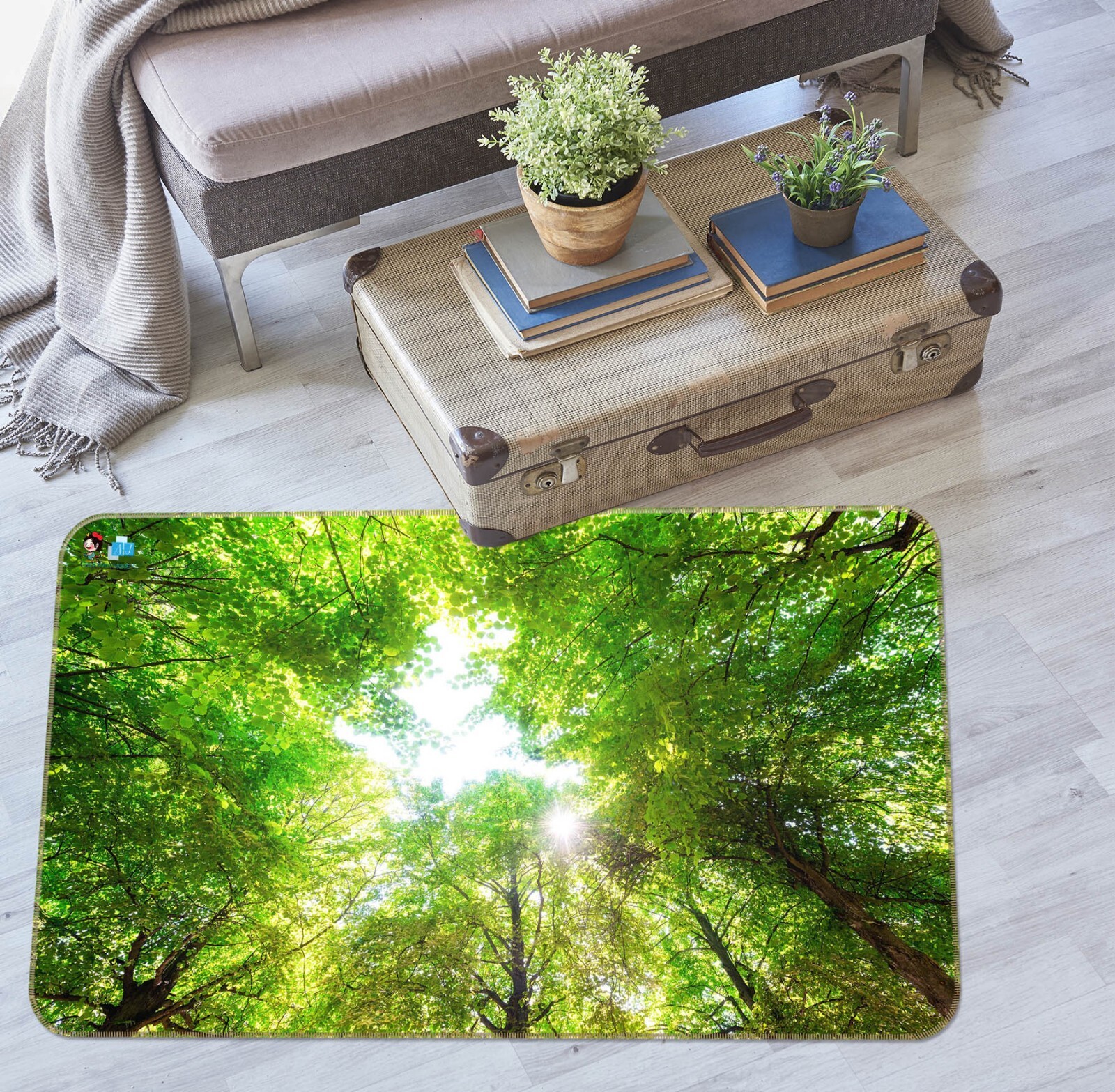 3D Green Forest Trees ZHUA1915 Game Non Slip Rug Mat Photo Carpet Amy