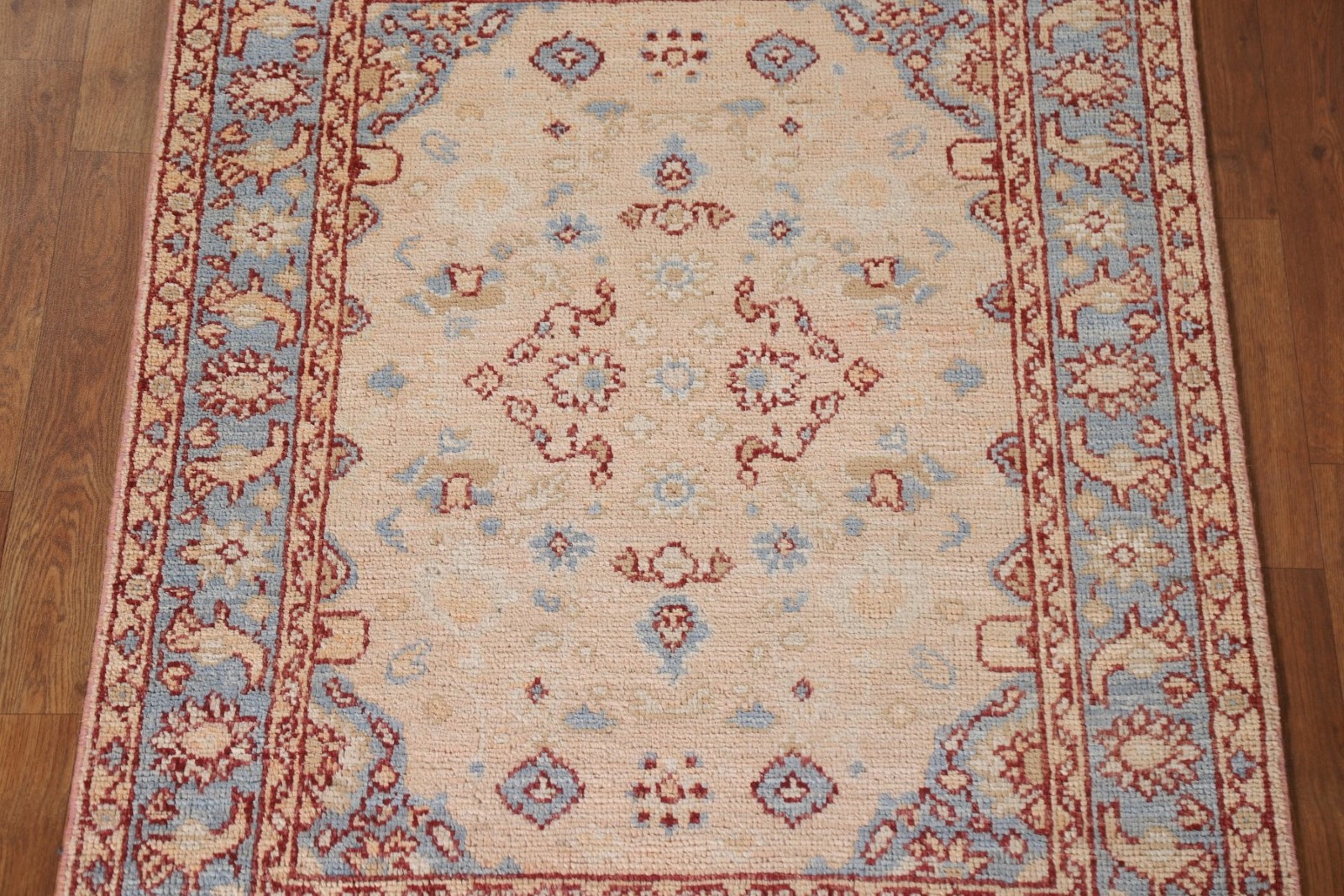 Oushak Turkish Accent Rug 3×4 Vegetable Dye Hand-knotted Wool Geometric Pattern