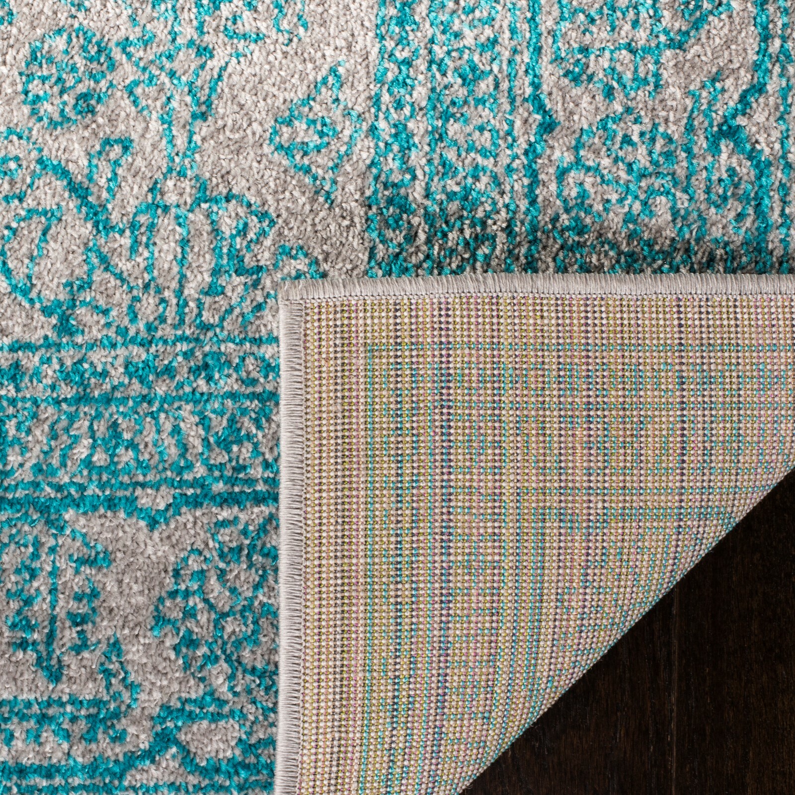 Safavieh Adirondack LIGHT GREY / TEAL 6′ X 6′ Square Rug – ADR108L-6SQ