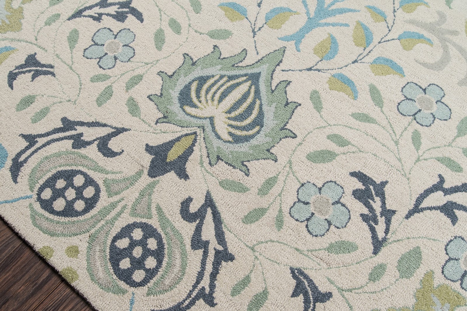 Arts & Crafts William Morris Style Wool Blue Area Rug **FREE SHIPPING**
