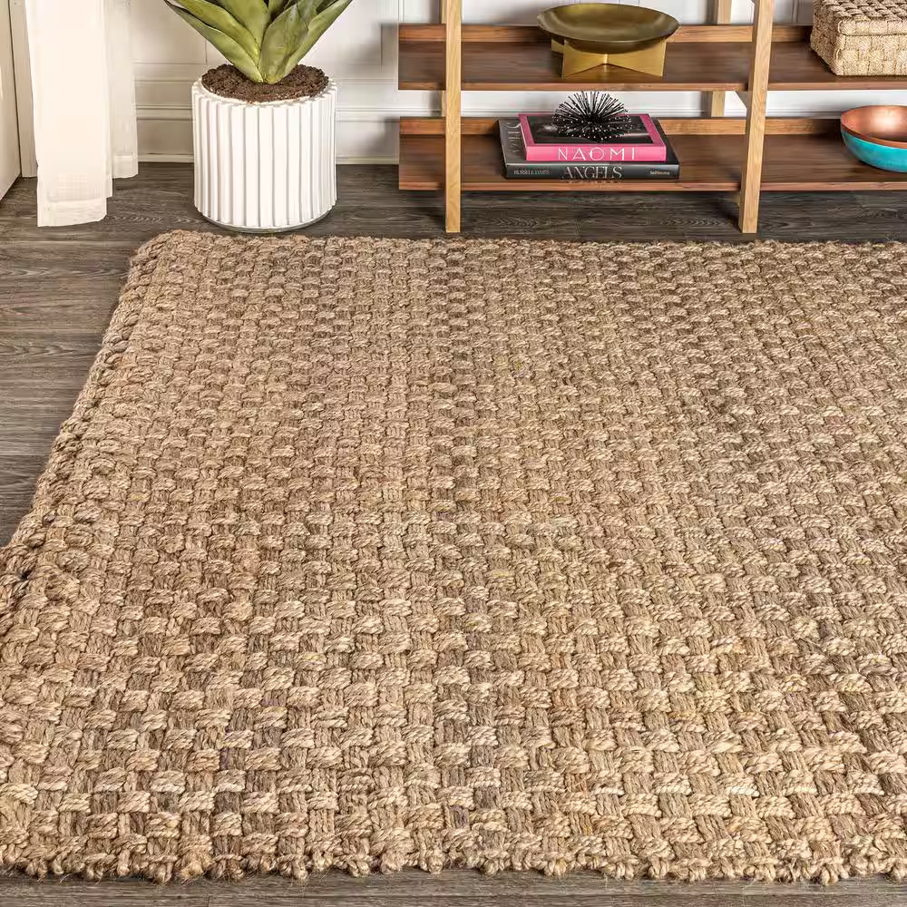 Natural 8 Ft. X 10 Ft. Estera Hand Woven Boucle Chunky Jute Area Rug