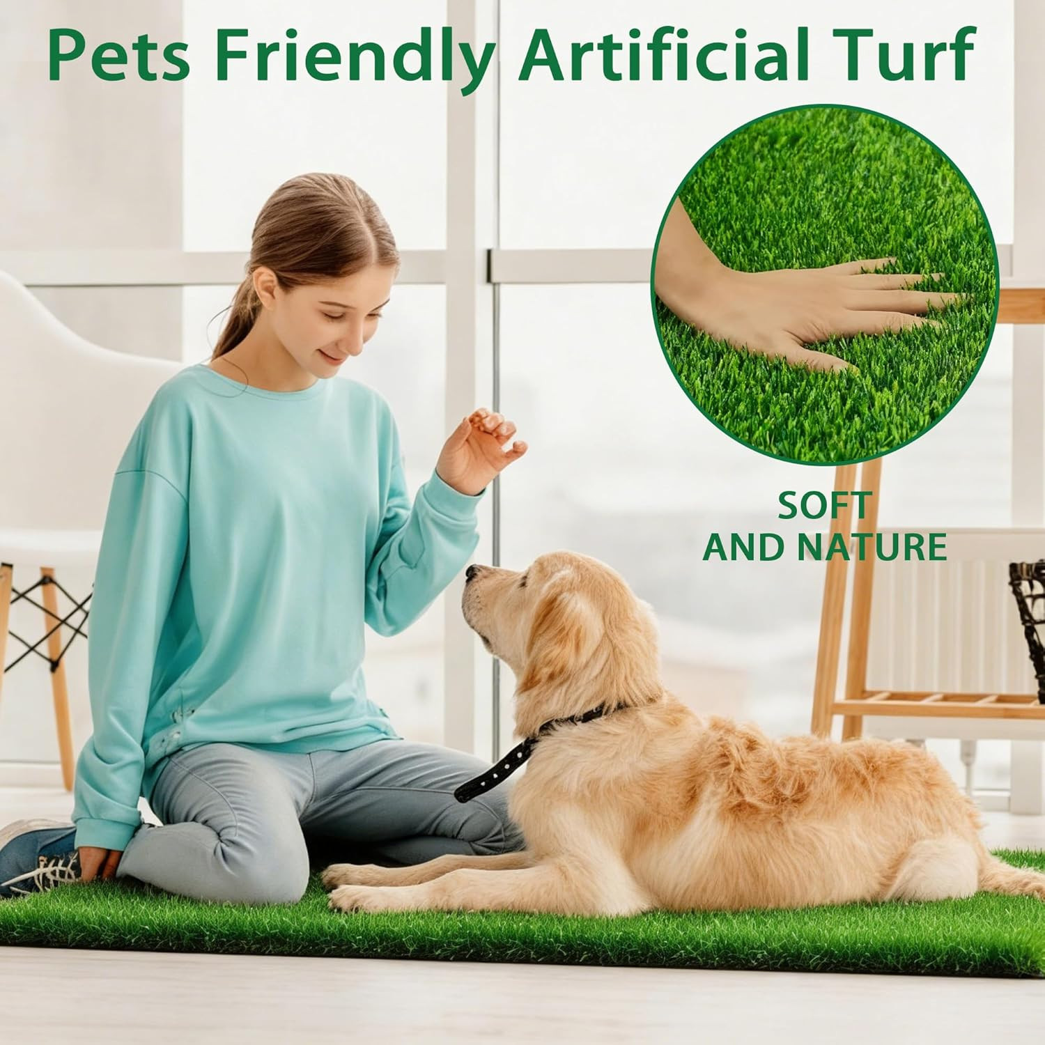 Artificial Grass Rug 39.37X31.49 in Indoor Outdoor, 0.35Inch Pile Height,Fake Re