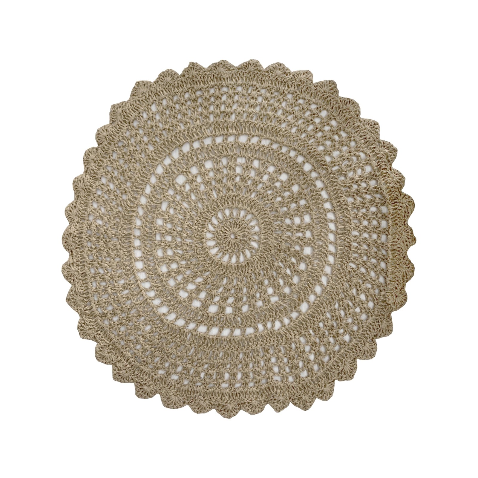 Ramanta Home Jute Handmade Natural Crochet Woven Rug 3 Feet Round Anti- Slip