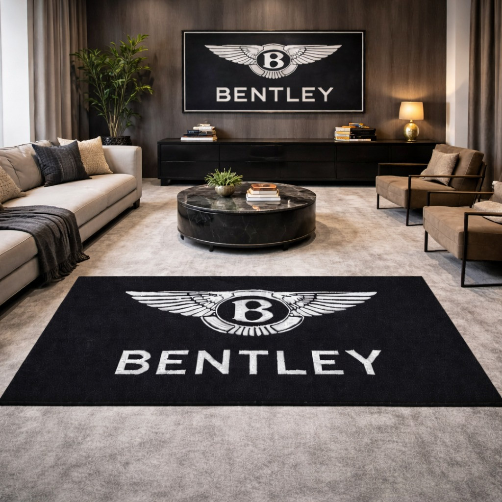 Bentley Logo Area Rug Custom Automotive Carpet Garage Decor Man Cave Gift