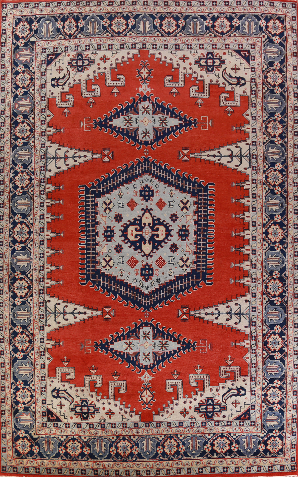 Red/ Navy Blue Geometric Viss Oriental Hand-made Palace Size Rug 12×18 Carpet