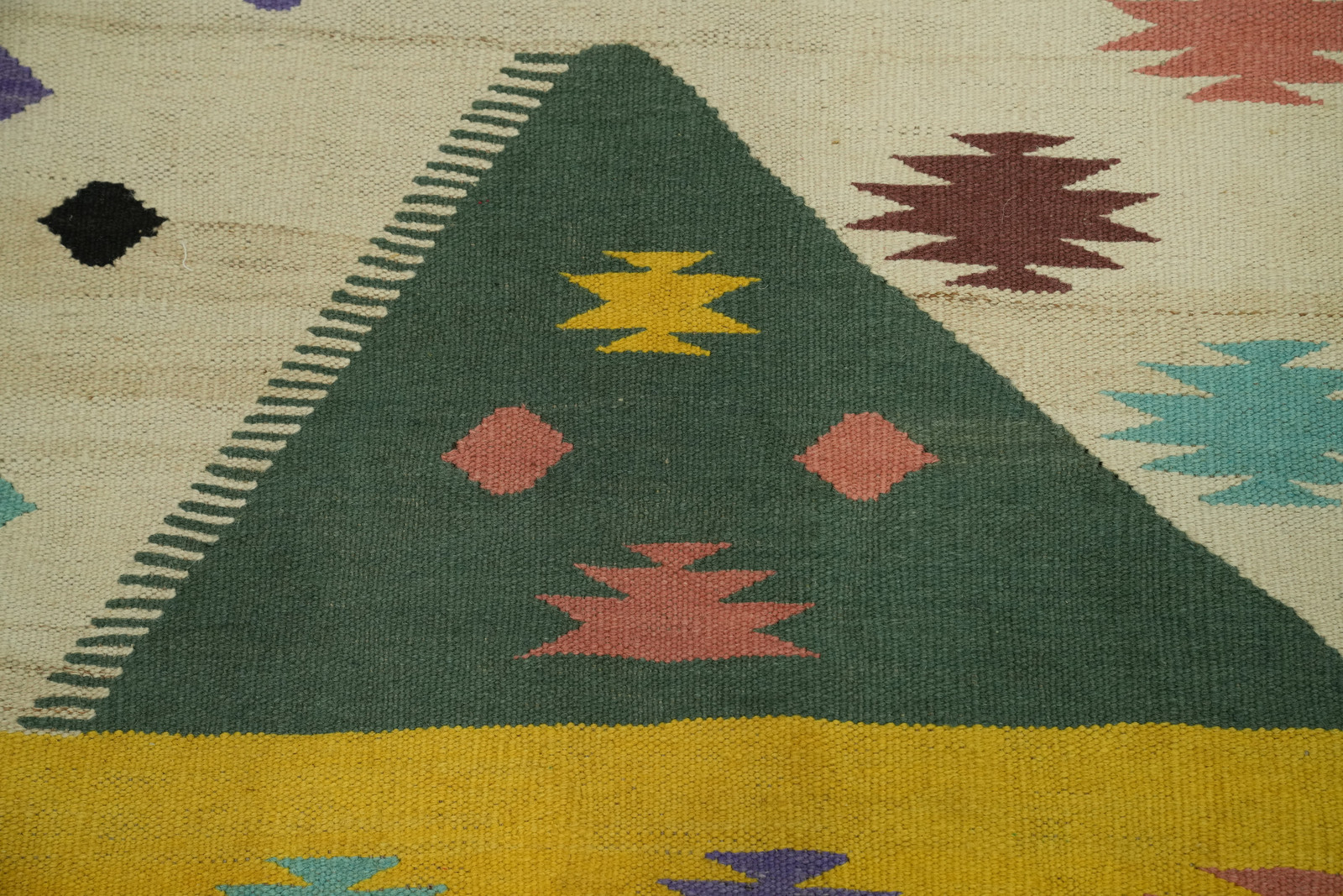Ivory Flatweave Reversible Tribal Kilim Kelim Rugs Handwoven Wool Carpet 5×13 ft