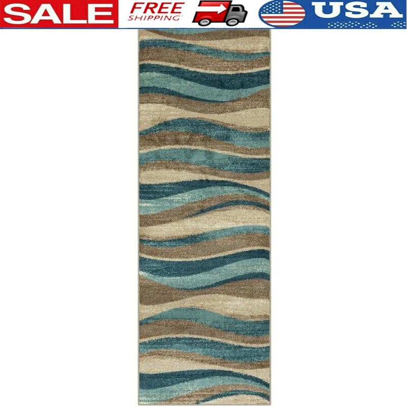 Geometric Indoor Hallway Runner Rug Soft Durable Stain Resistant Non-Slip 2’x6′