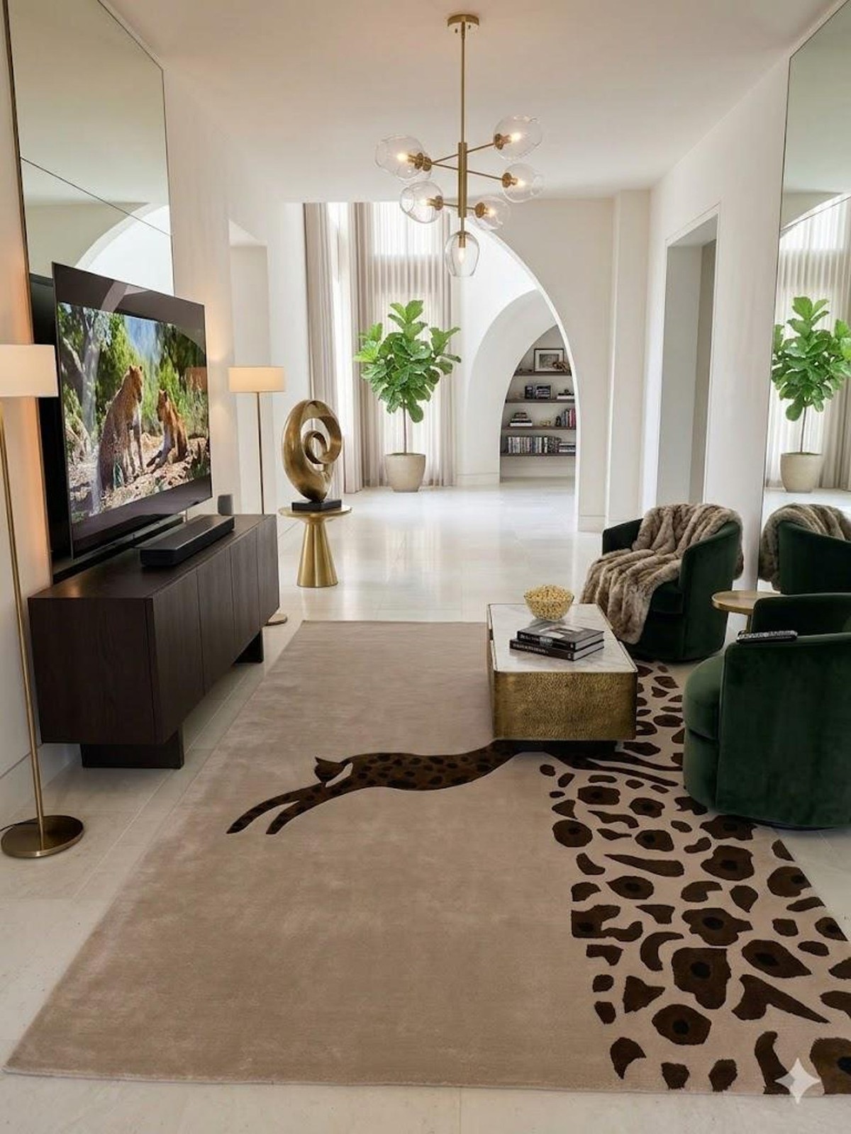 Hand Tufted Leopard Print Area Rug – Modern Beige Animal Pattern Carpet