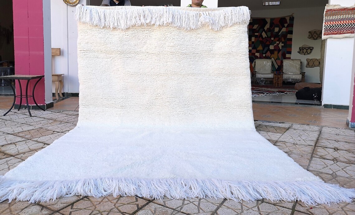 White Moroccan rug Beni Ourain rug handmade Moroccan Rug100% wool rug
