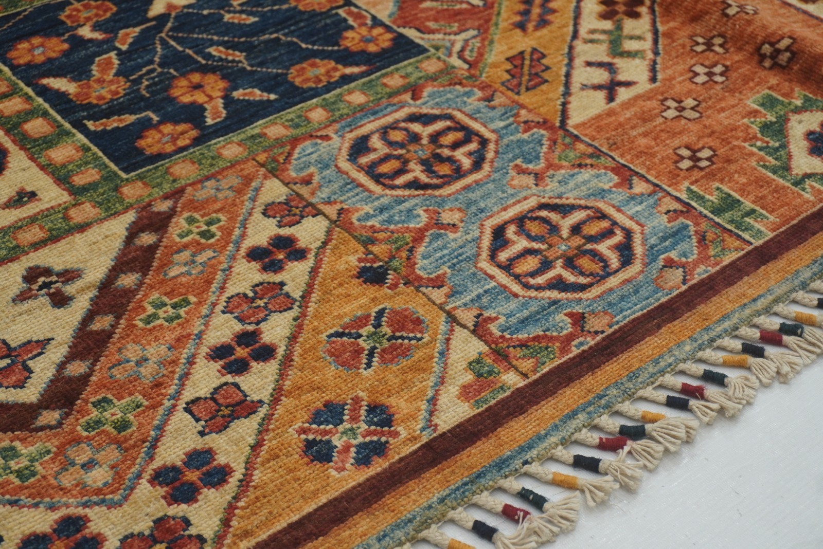 6×8 ft Multicolor Patchwork Style Afghan Hand Knotted Wool Area Rug