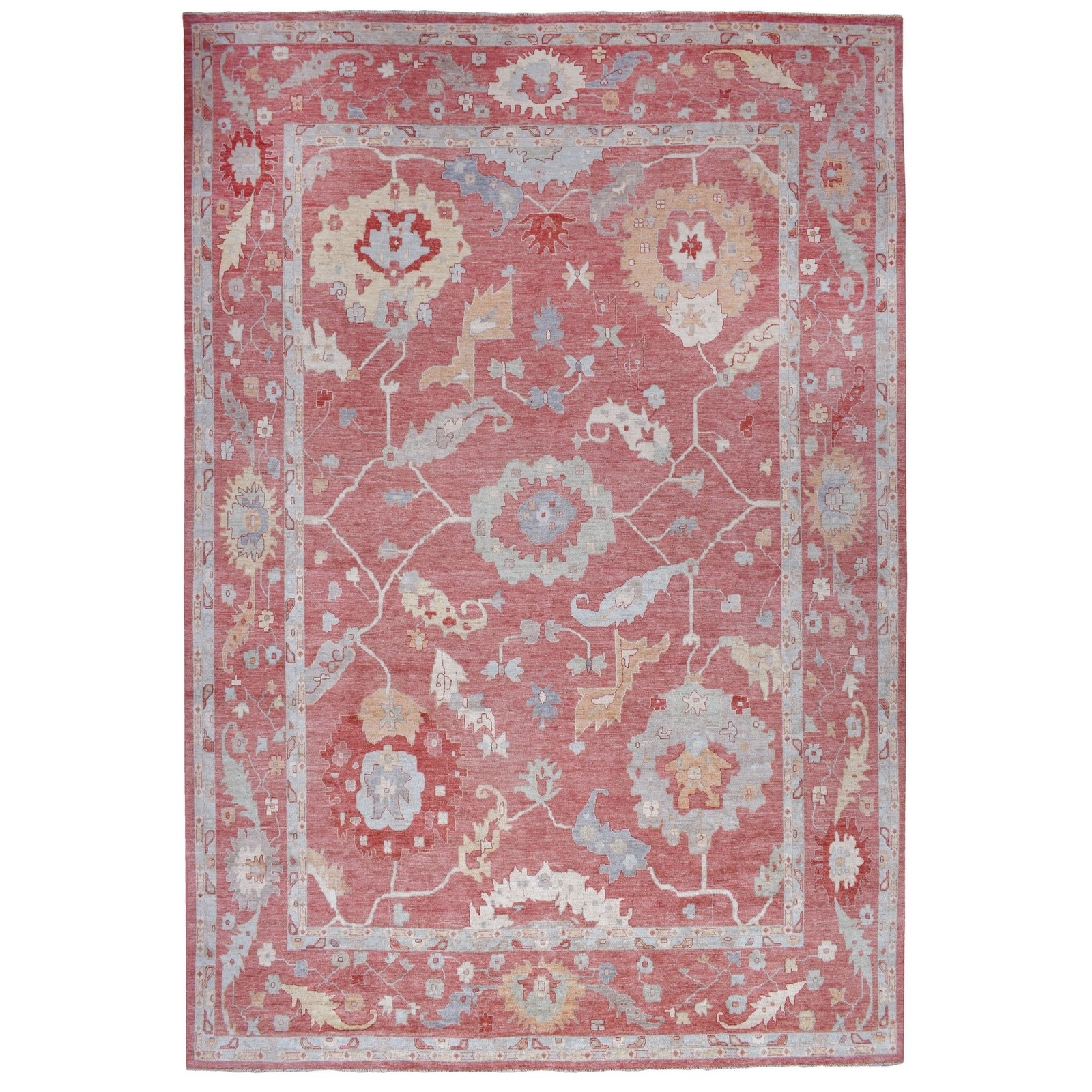 13’9″ x 19′ Angora Oushak Wool Chestnut Pink Hand Knotted Oversized Rug R68347