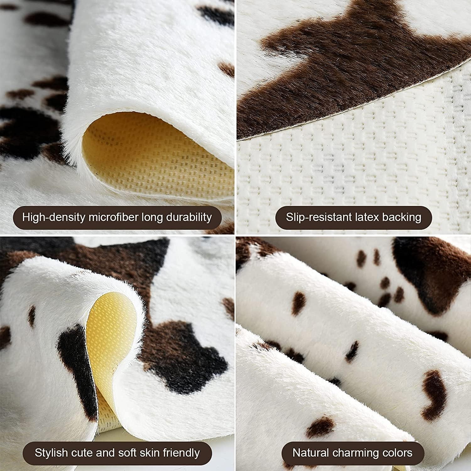 Stylish Non-Slip Cow Print Area Rug 3.6×2.5FT – Perfect Accent for Any Room