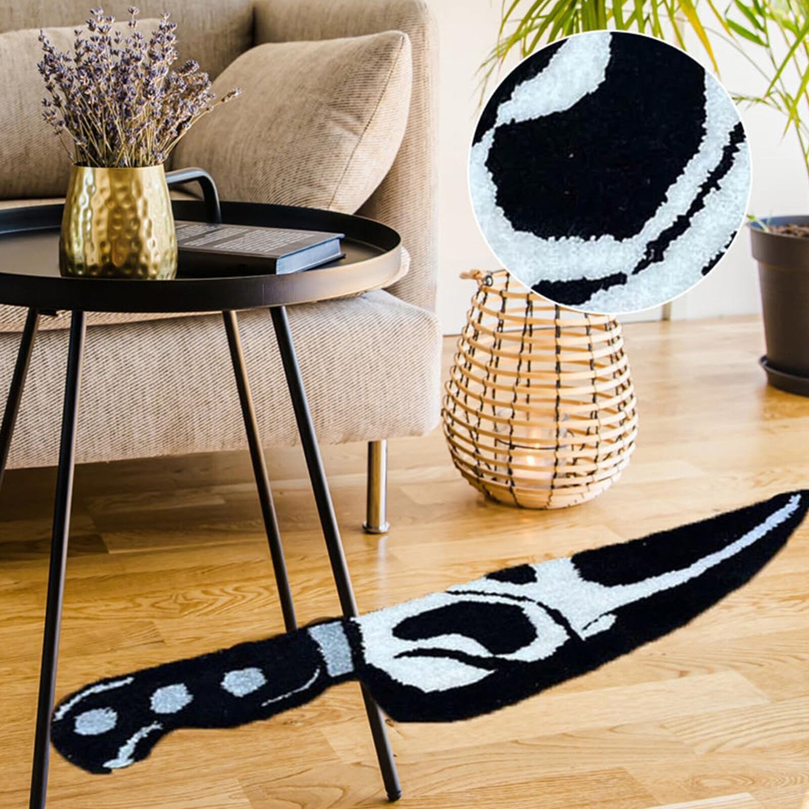 Skull Knife Carpet Horror Scary Scream Bedside Rug Wear Resistant Cashmere Home