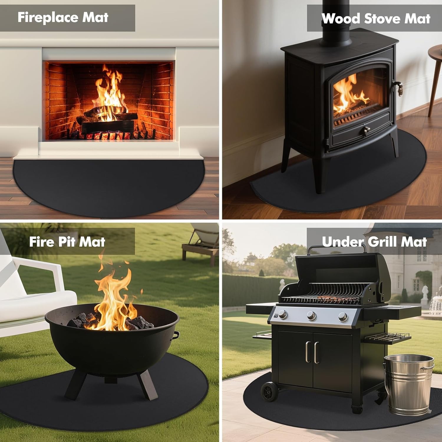 Fireplace Rug Fireproof Hearth Mat Indoor Outdoor Shield 42×24 Inch
