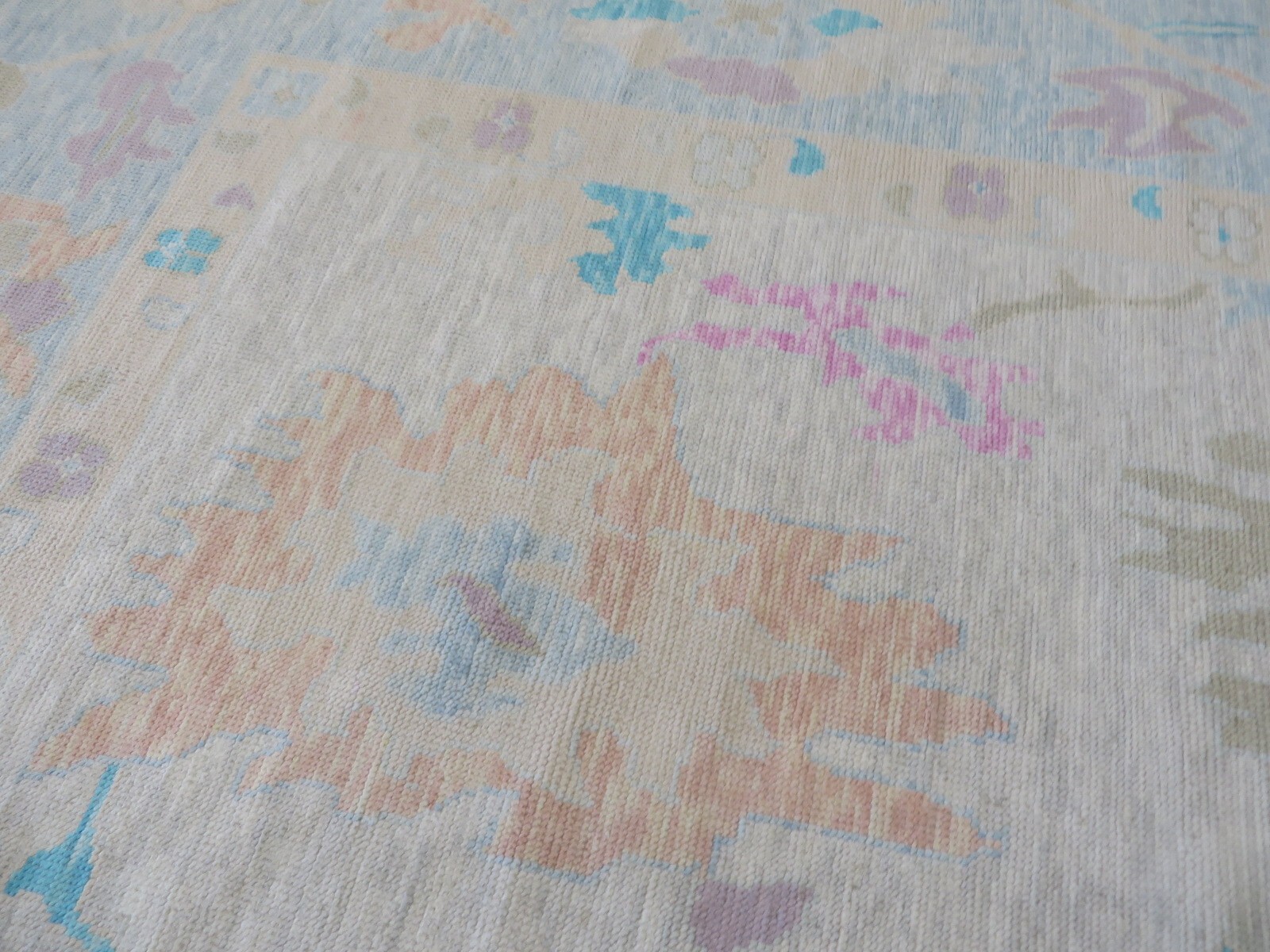 9’11 x 14’1 Hand Knotted Ivory Colorful Modern Oushak Oriental Rug G14693