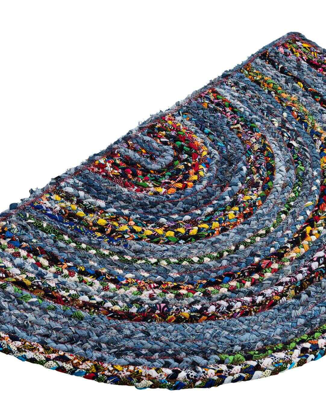 Rug Half Circle Natural reversible denim handmade floor home decor rug Door mat