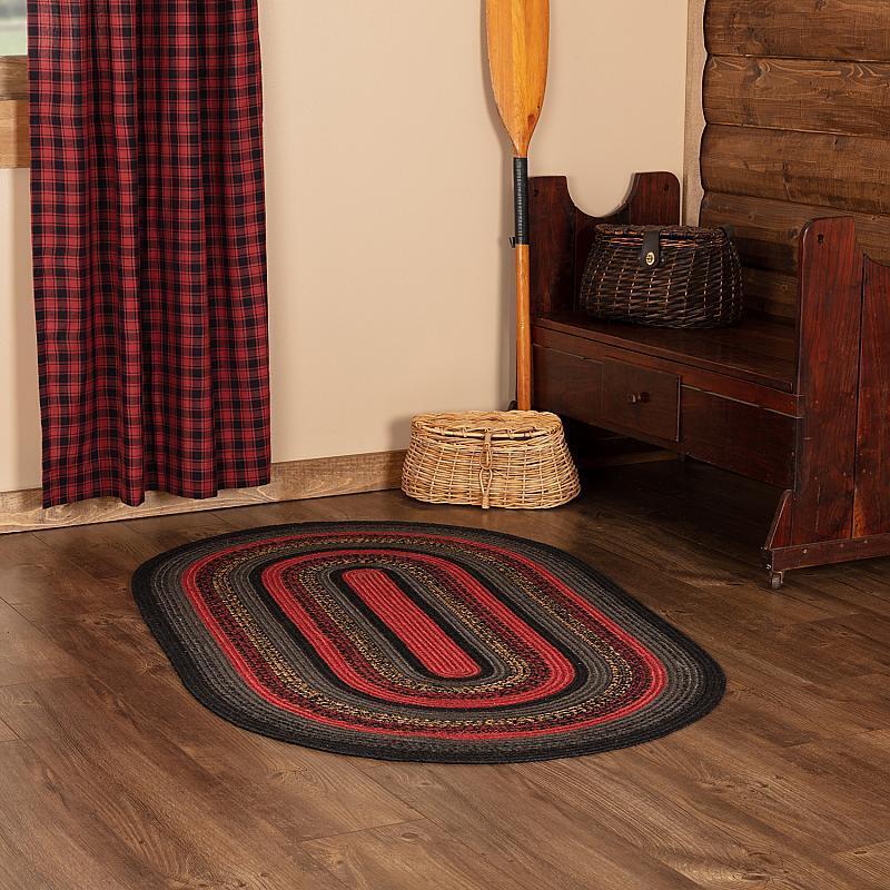 Cumberland Area Rug Oval 3′ x 5′. INCLUDES Rug Pad. VHC Brands. Black/Red/Tan