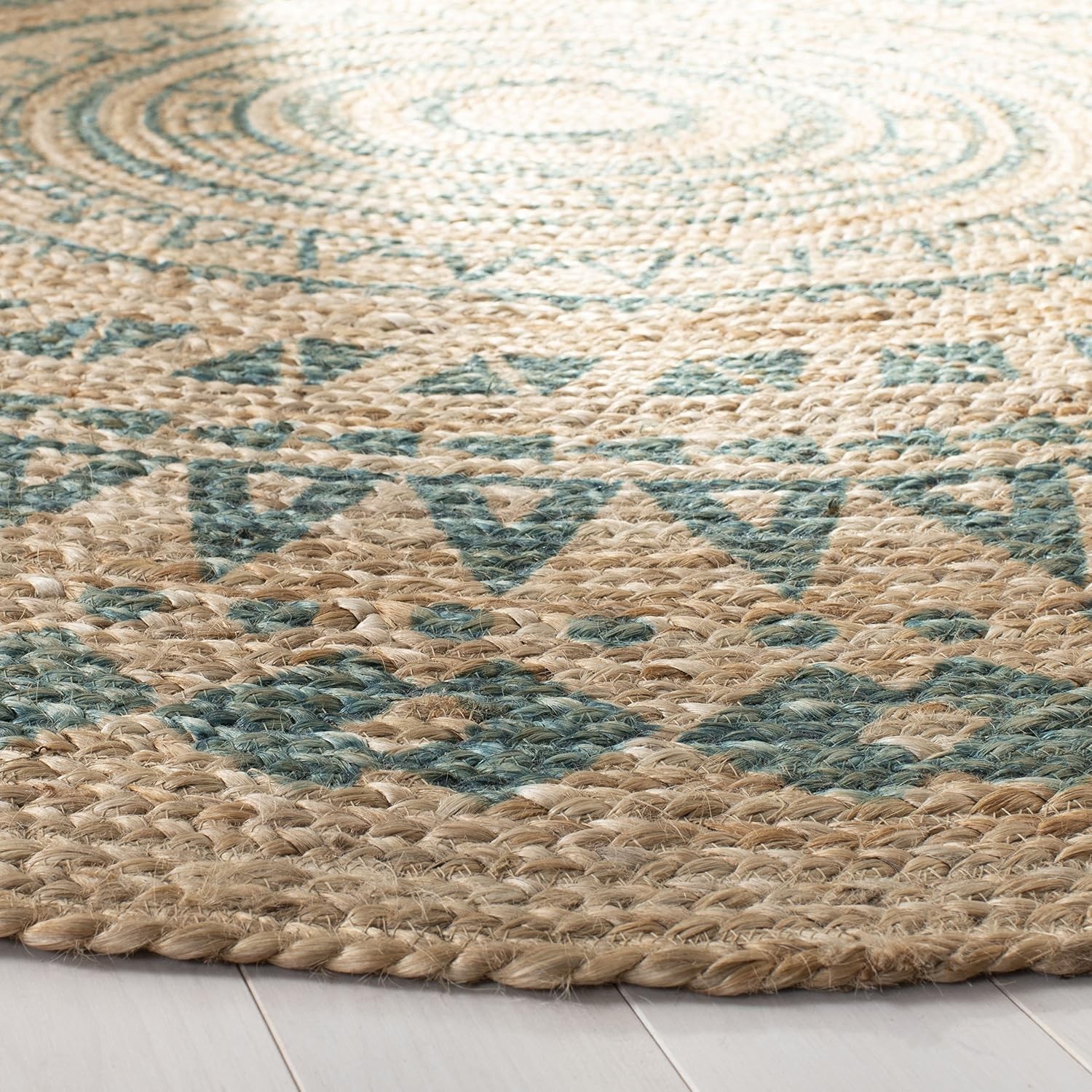 Round Safavieh Aqua Bohemian Natural Fiber 4 Foot Handmade Round Rug