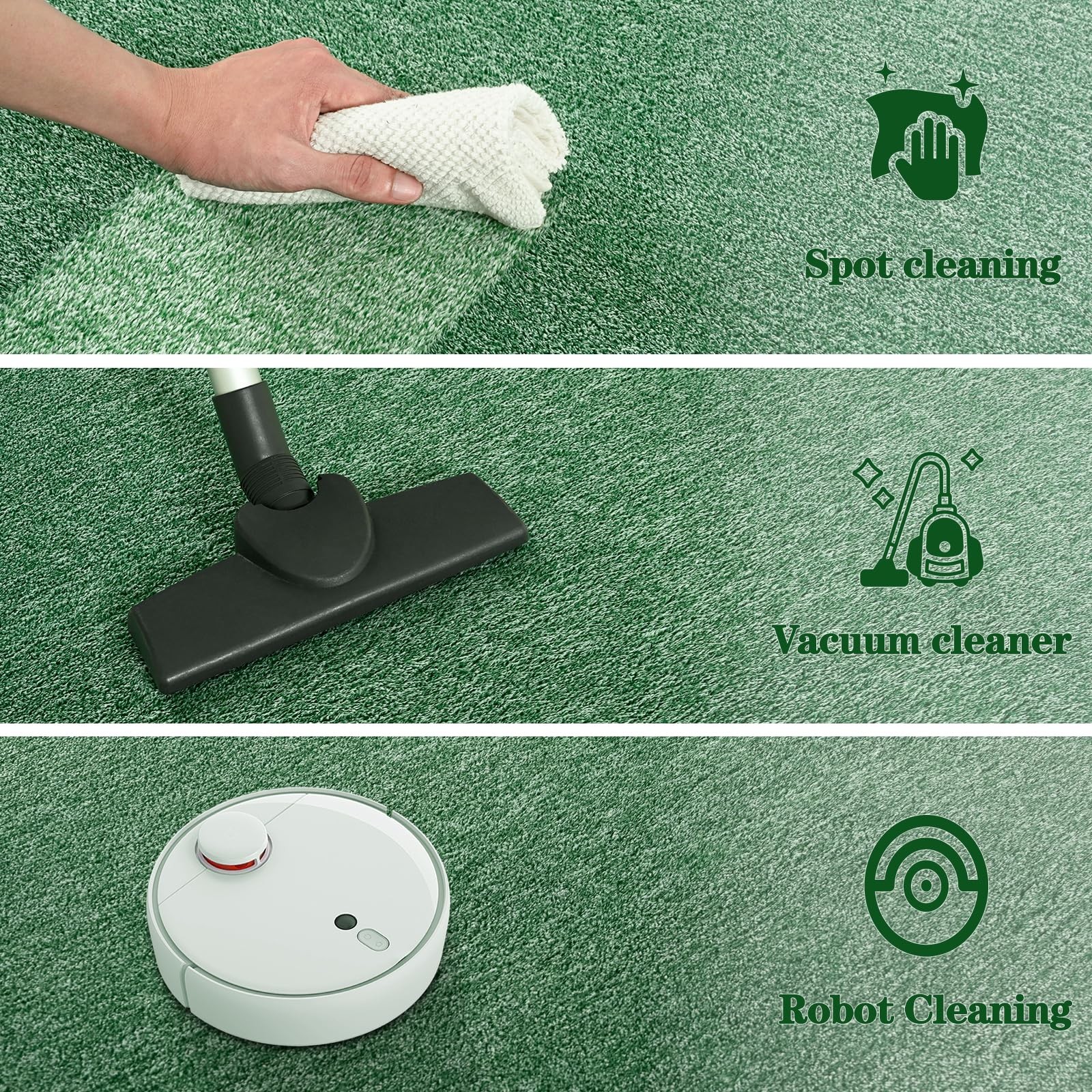 Modern Indoor Area Rug Washable Memory Foam NonSlip Green White 4×6 Ft 1 PCS