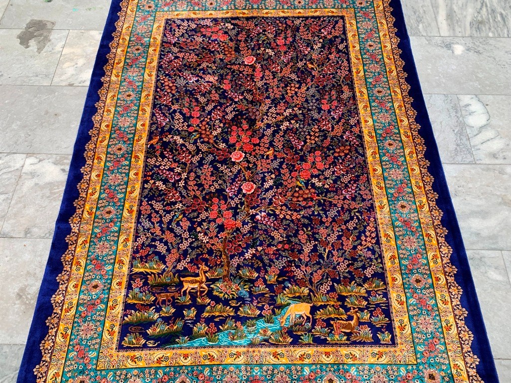 4×6 ft Luxury Silky Rugs Floral Bedroom Birds Fly Rug Silk Tribal Home Decor Rug