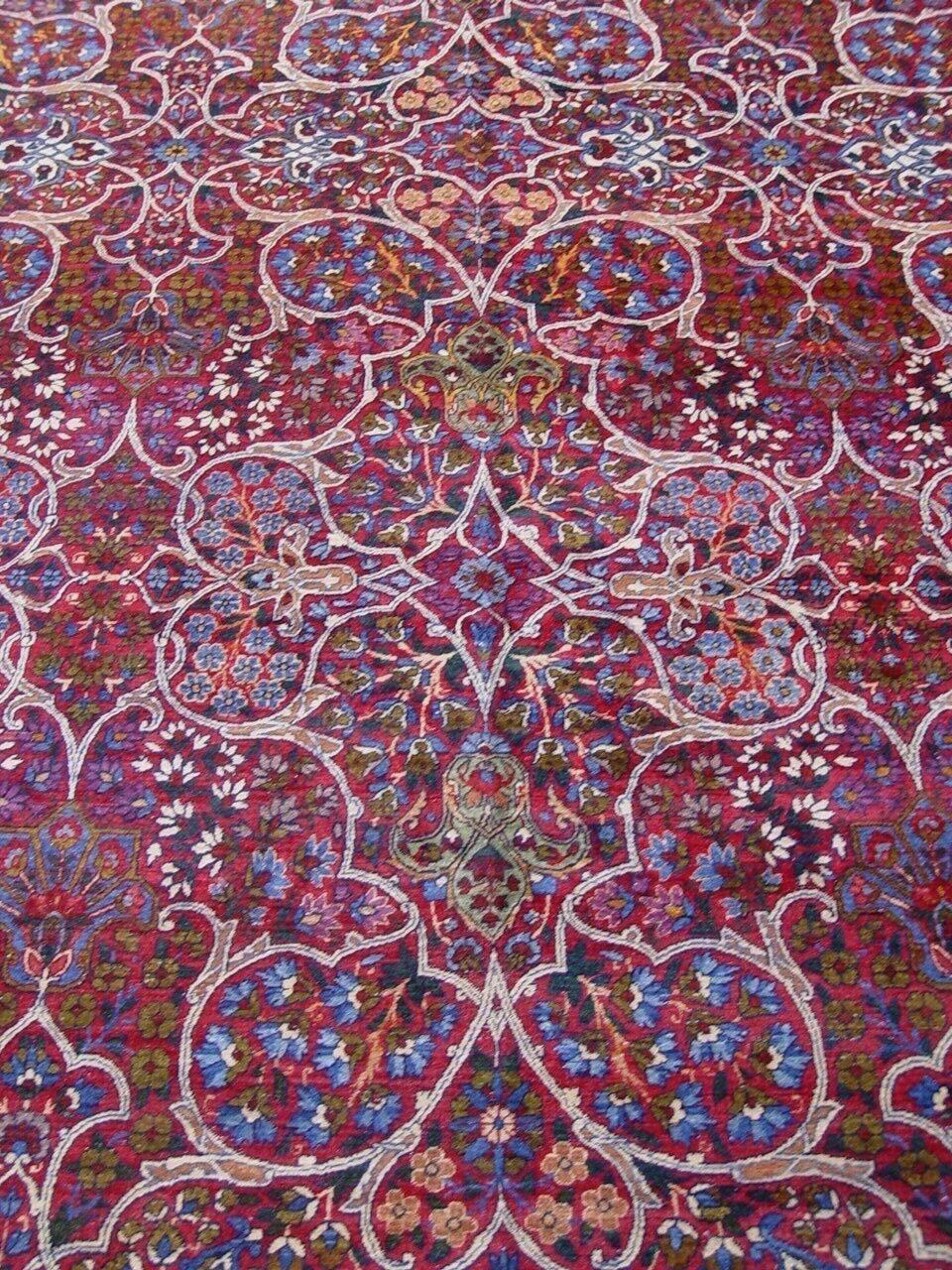Phenomenal Antique 1880s Kermann Lavarr Hand Knotted Wool Rug Unique 8’10″x13’9″