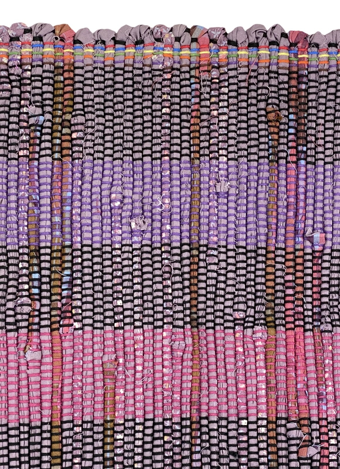 Rug Size 24in x 30in Home Made American Floor Loomed Black Purple