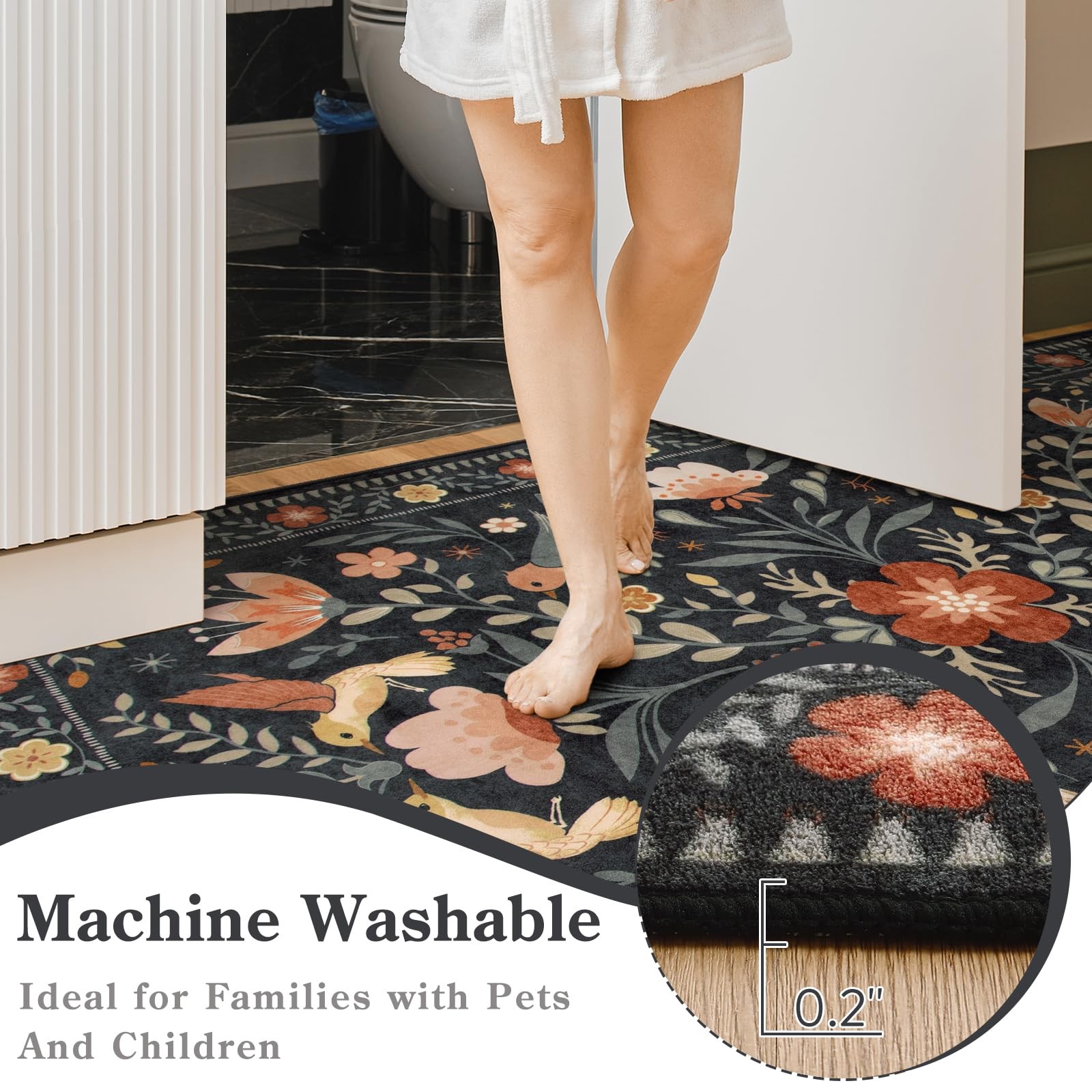 Moynesa 3×5 Entryway Rug Indoor, Modern Transitional Washable Non-Slip Low Pi…