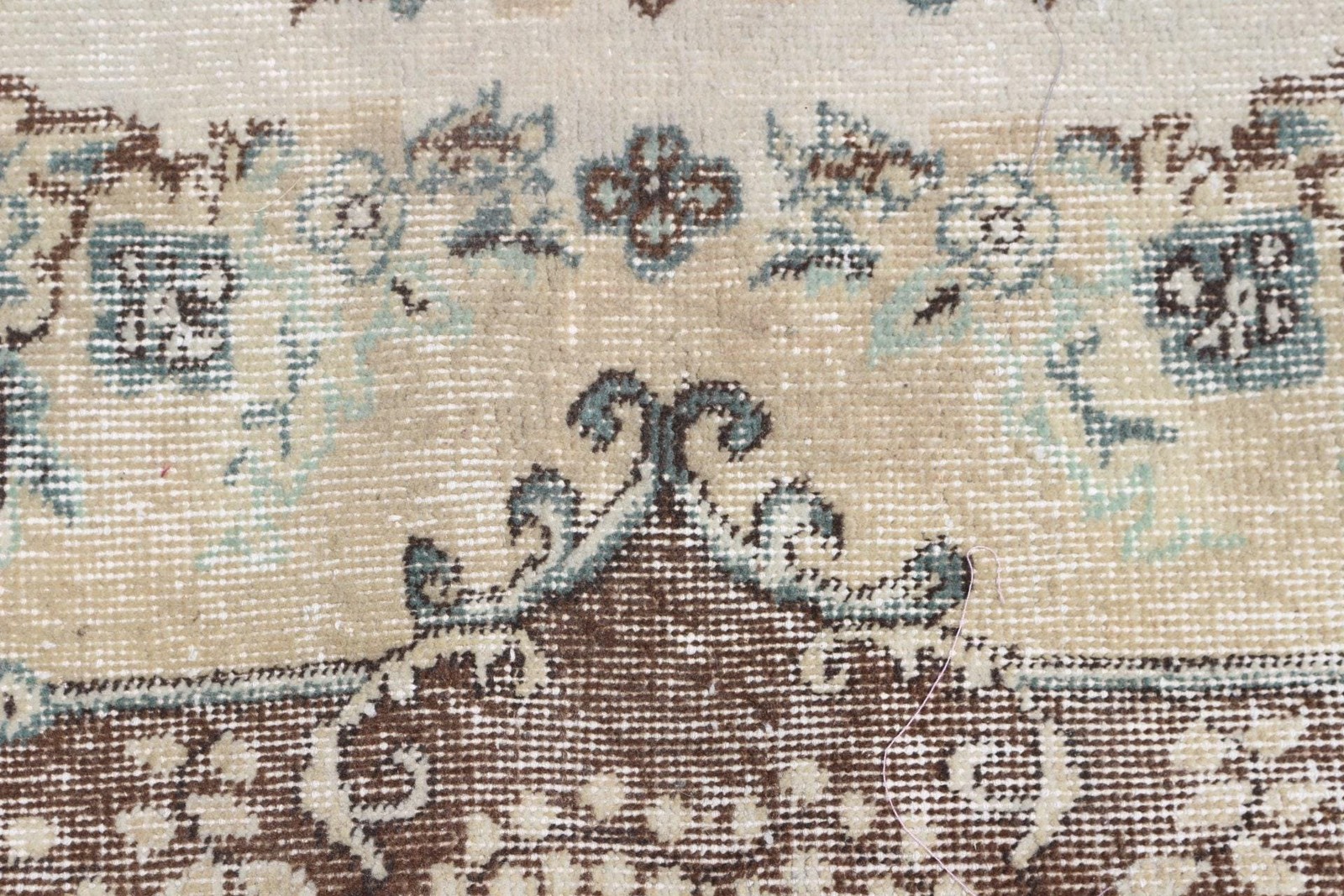 Turkish Vintage Area Rug 3,9×6,8 ft (118×207 cm), Brown Striped Rug