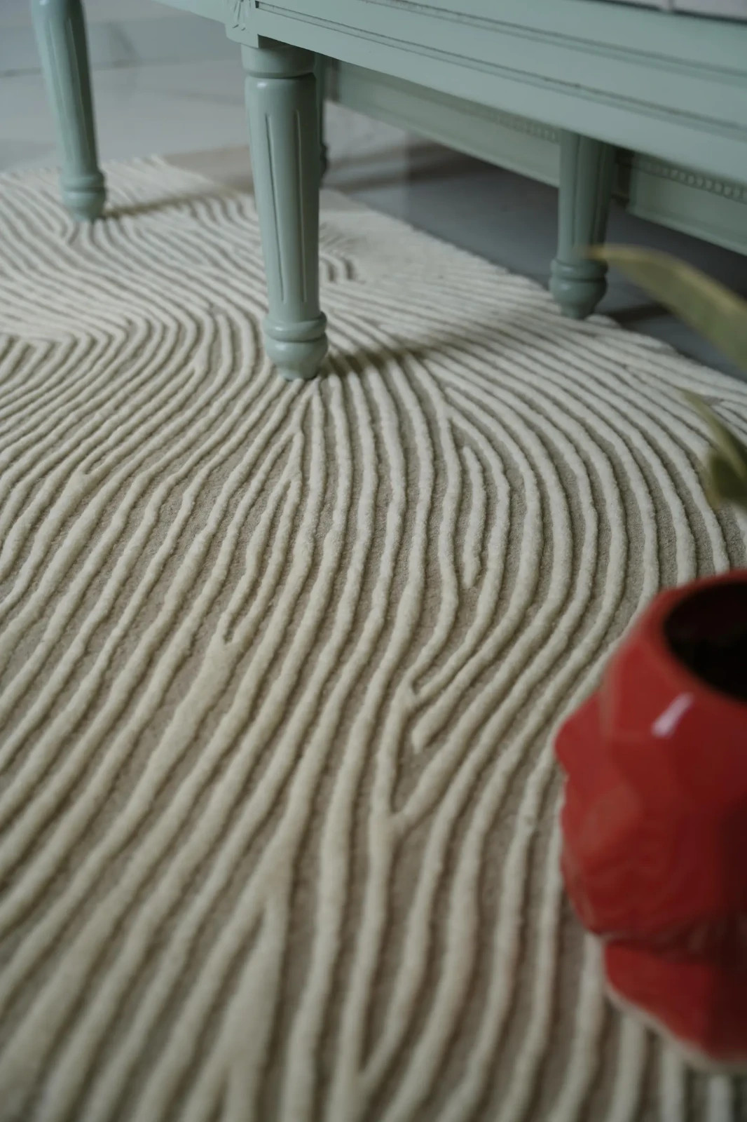 New Handmade Tufted Wool Rug | Neutral Abstract Area Rug | Modern Carpet
