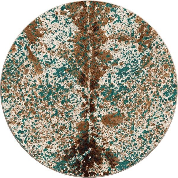 Splatter Cowhide Green Turquoise Print Southwestern Country Area Rug 7’7″ Round