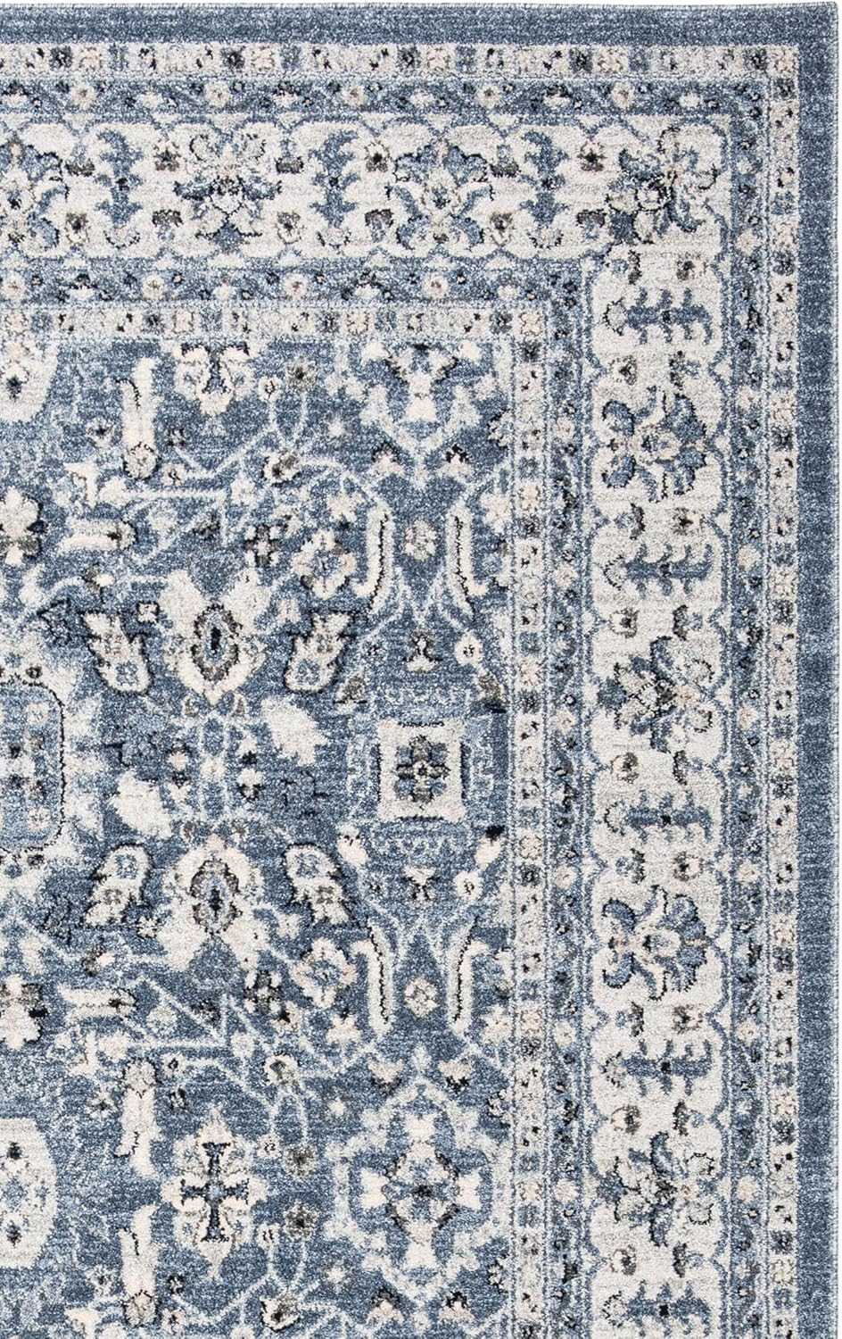 Navy & Creme 8×10 Area Rug – Charleston Collection, Distressed Design, Easy Care