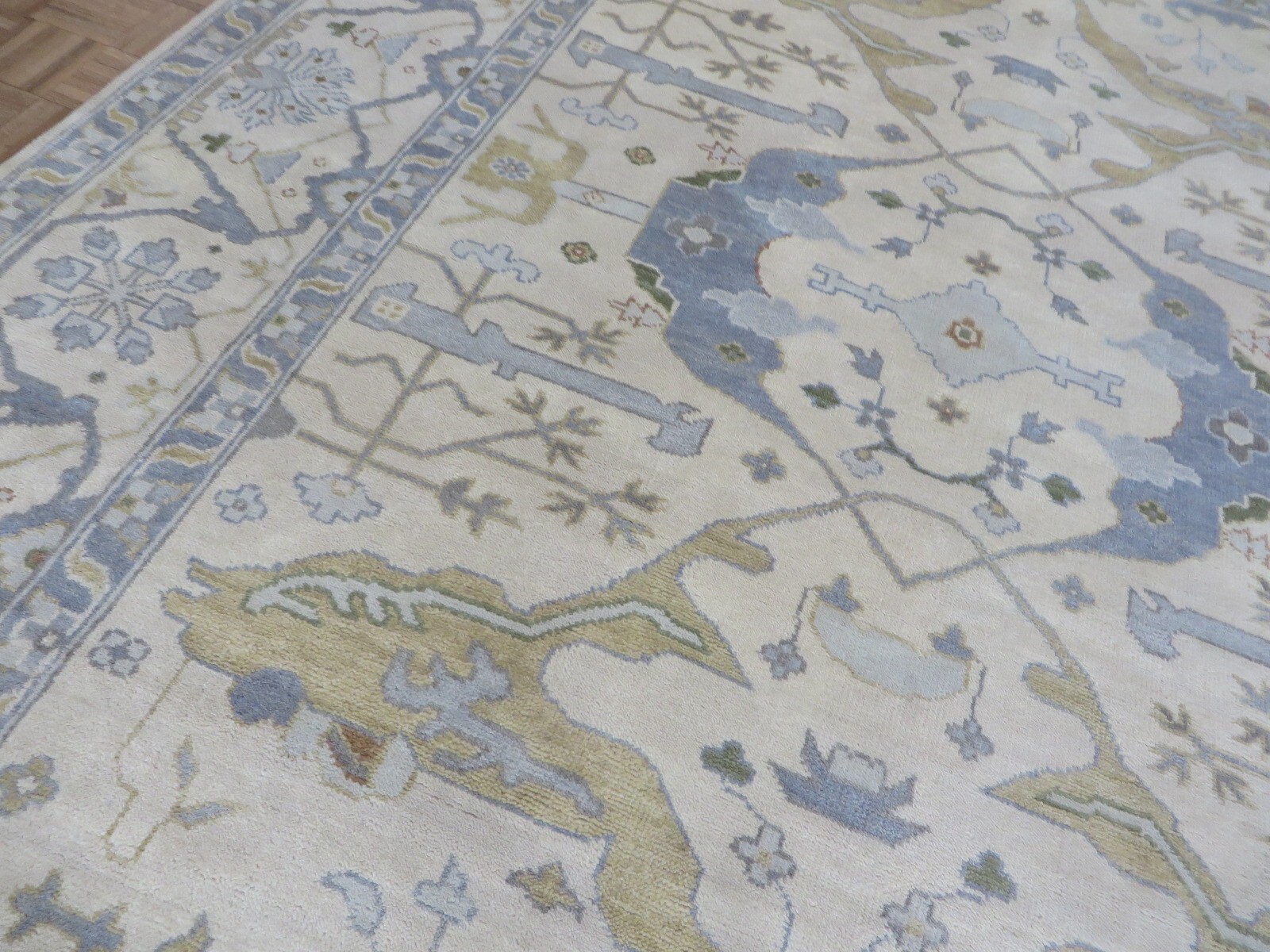 8’11 x 11’9 Hand Knotted Ivory Oushak Oriental Rug G15566