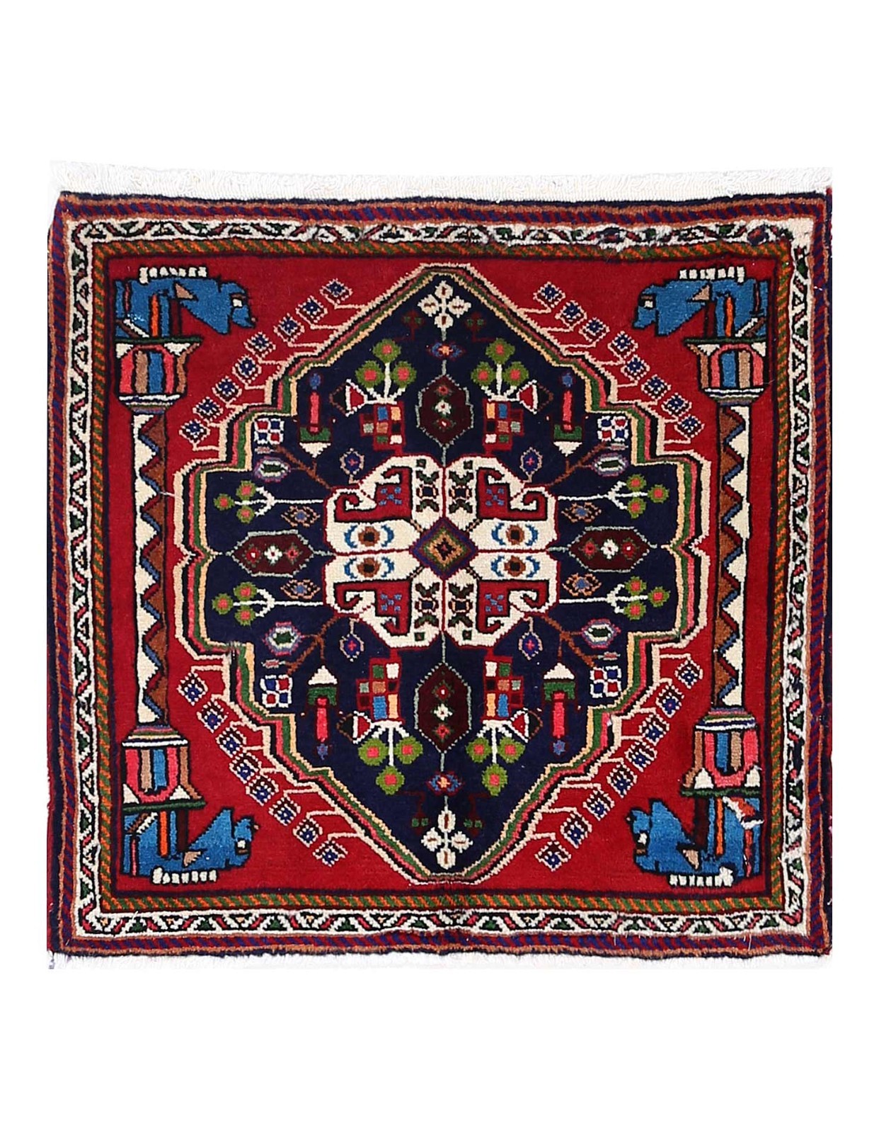 Red Color Fine Hand knotted square Wool Rug 2’1” X 2’2”