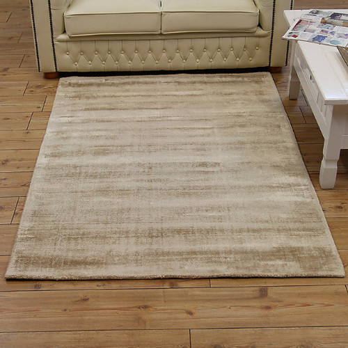 Beige Hand-Woven Viscose Rugs Ultra-Chick Handmade Carpets for Dining, Bedroom