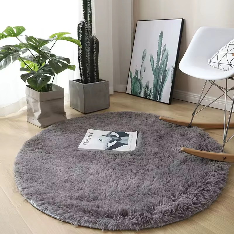 Plush round Carpet Living Room Decoration Super Soft Bedroom Fluffy White Carpet
