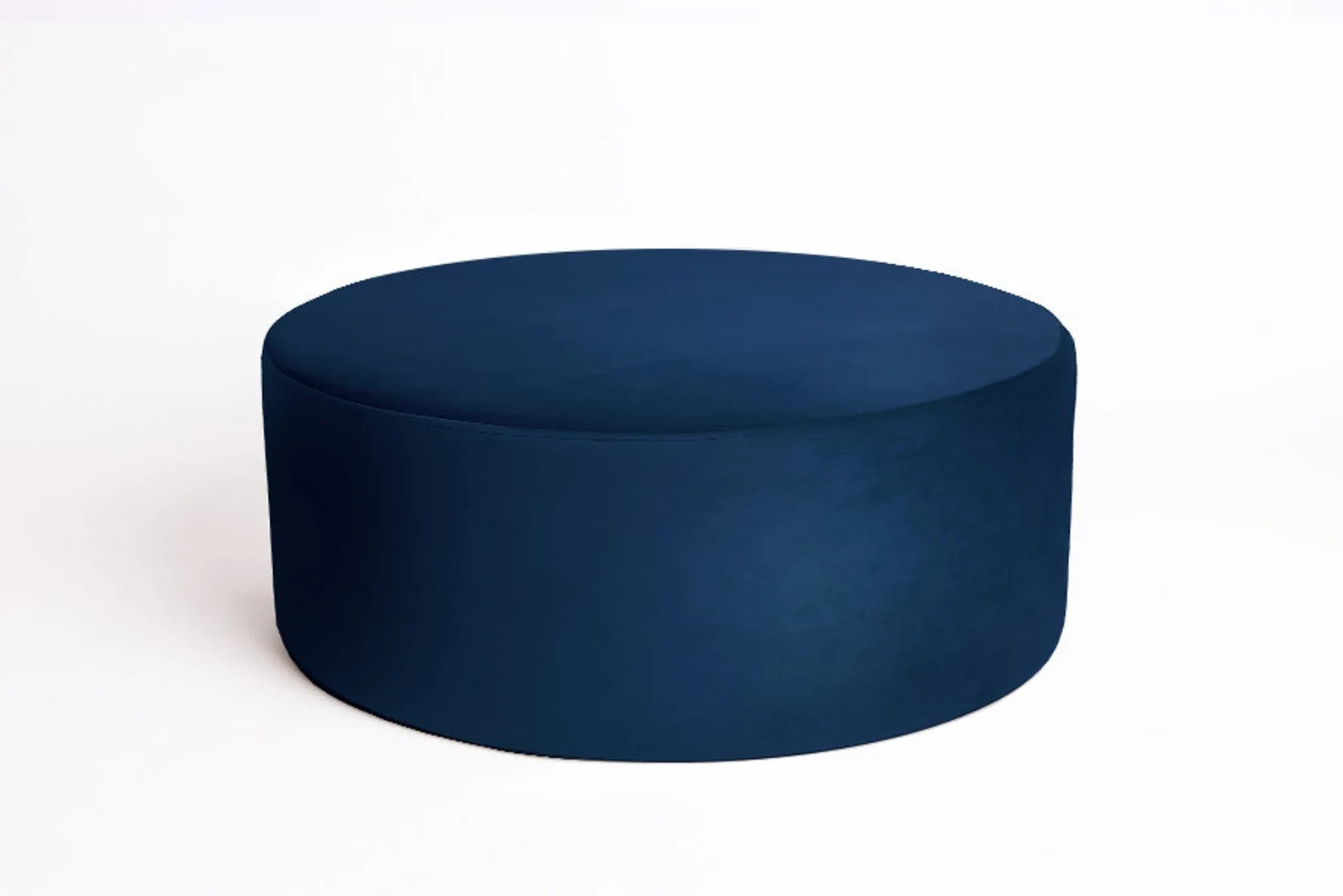Handmade Velvet Pouf: Dark Navy Ottoman, Minimalist Footstool