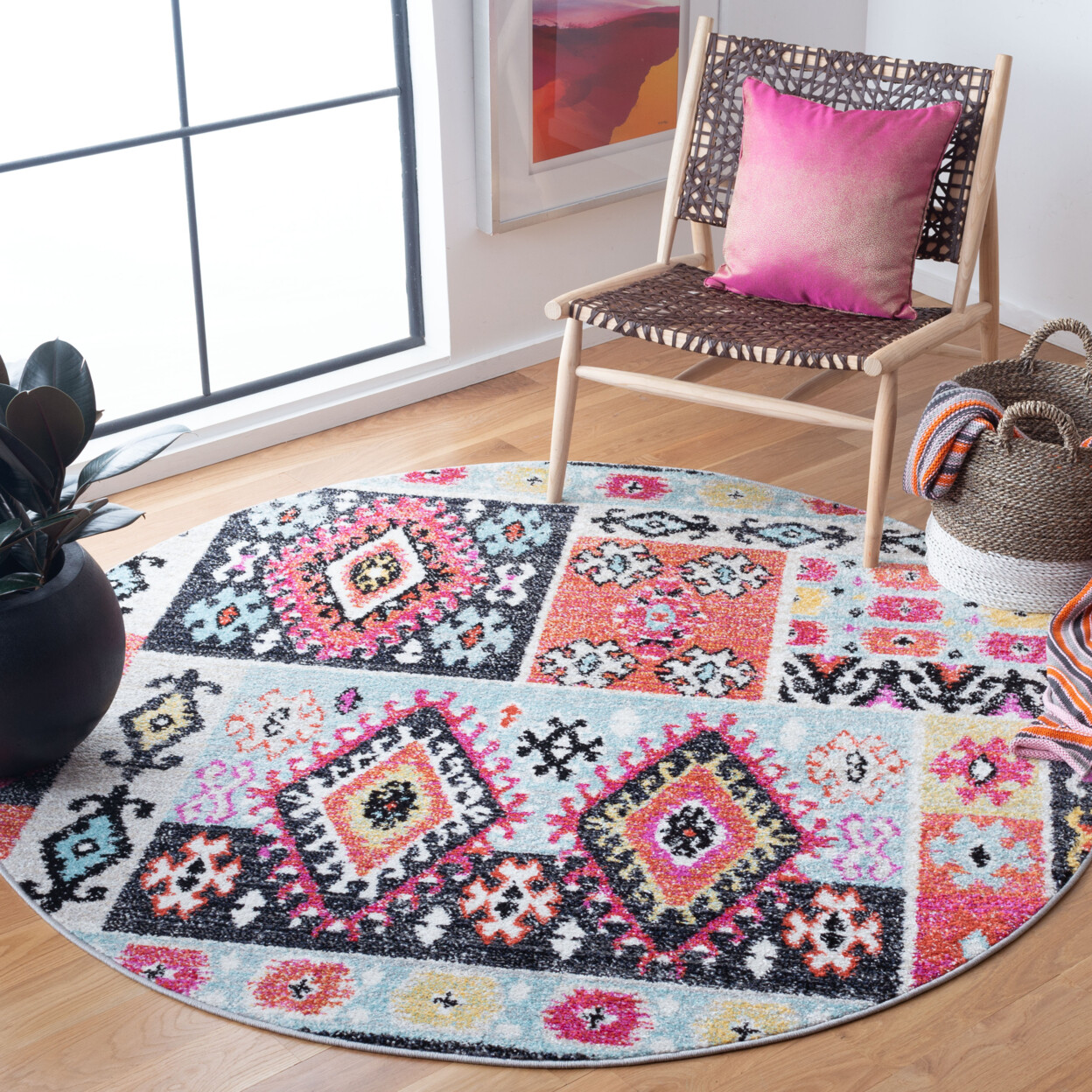 SAFAVIEH Adirondack Collection ADR224J Aqua / Fuchsia Rug