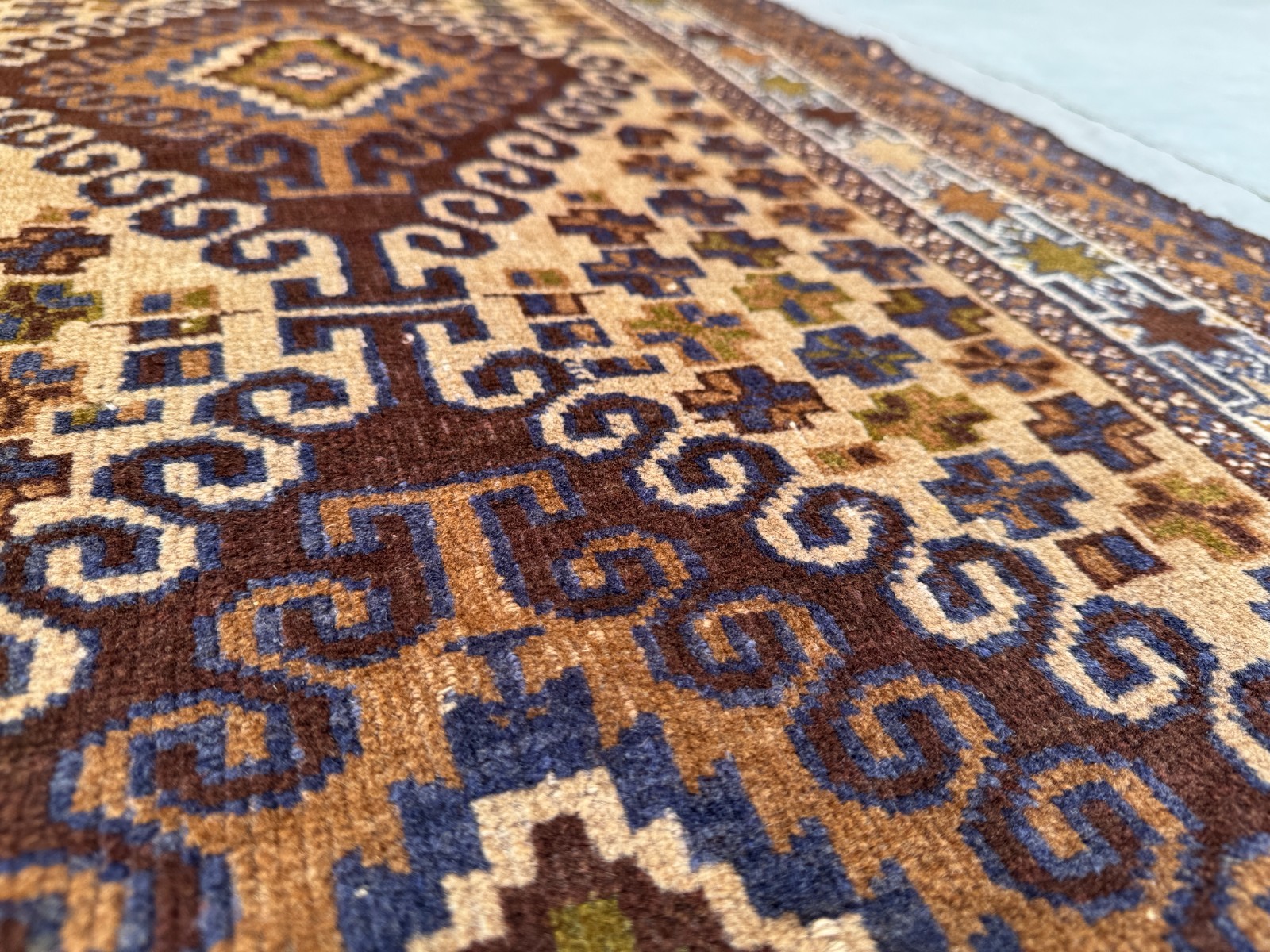 2’8 x 9’5 Ft Elegant Baluchi Tribal Runner Rug – Vintage Geometric Wool Carpet