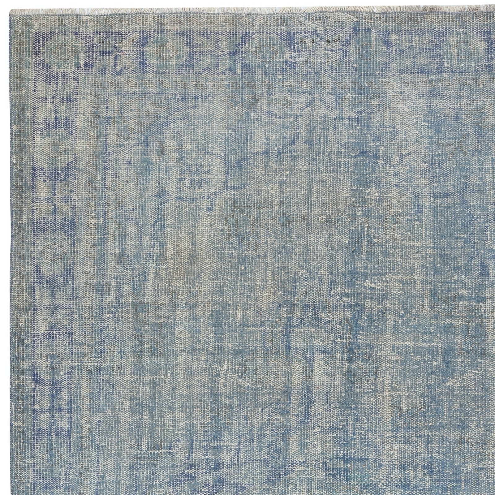 5.6×9.2 Ft Vintage Turkish Area Rug Overdyed in Blue color for Modern Interiors